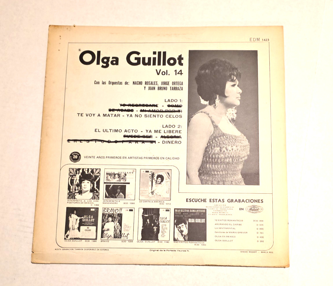 OLGA GUILLOT Vol. 14 LATIN (Cuban Singer) (LP/1423 MUSART) VG+ “Te Voy A Matar”