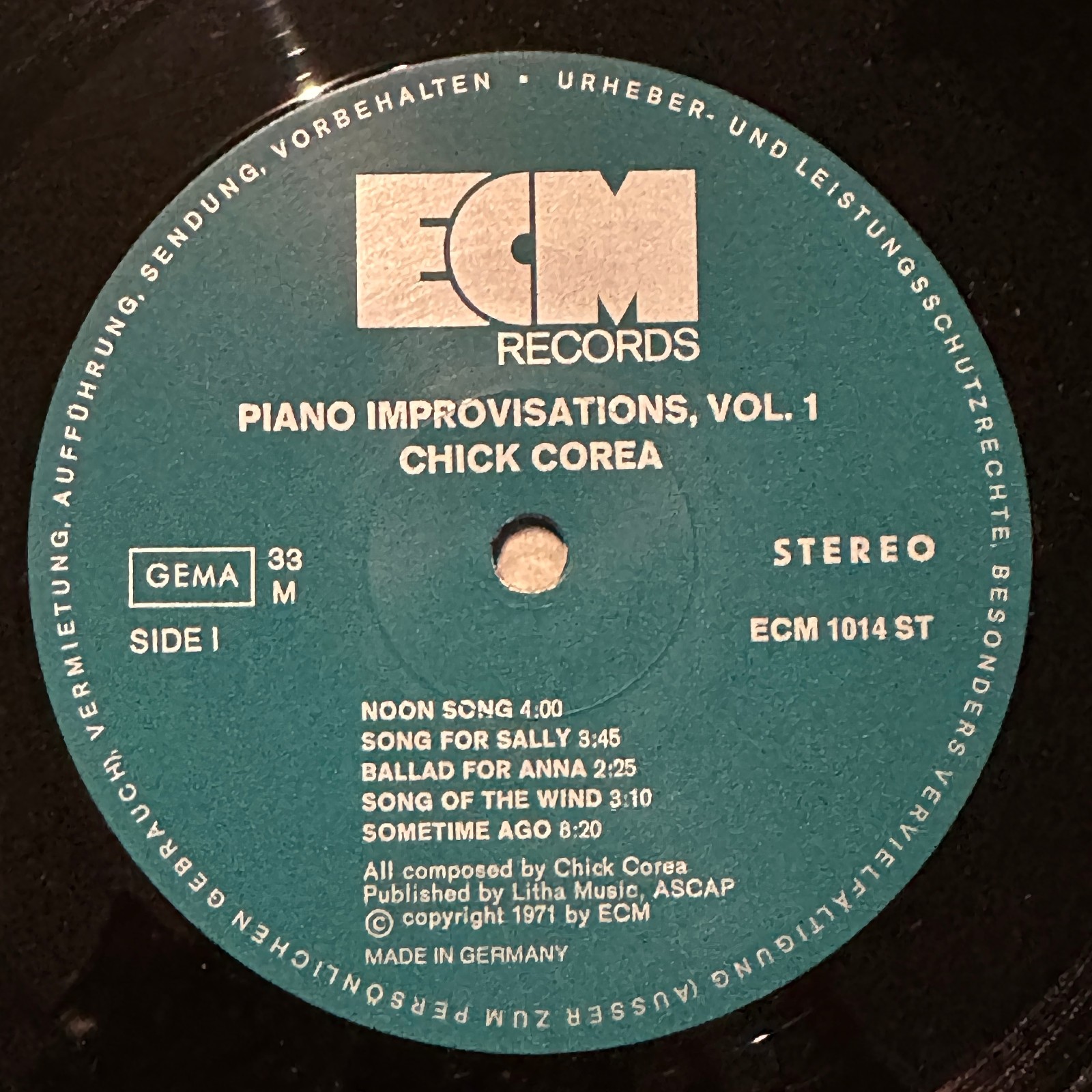 Chick Corea Piano Improvisations Vol. 1 German Vinyl LP 1971 ECM Records Jazz