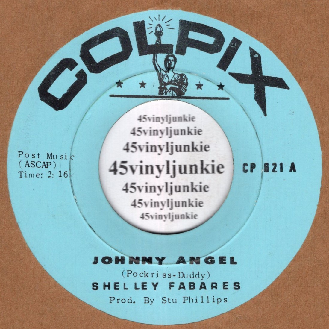 Shelley Fabares 45 rpm “Johnny Angel” b/w “Johnny Loves Me” on Colpix Records