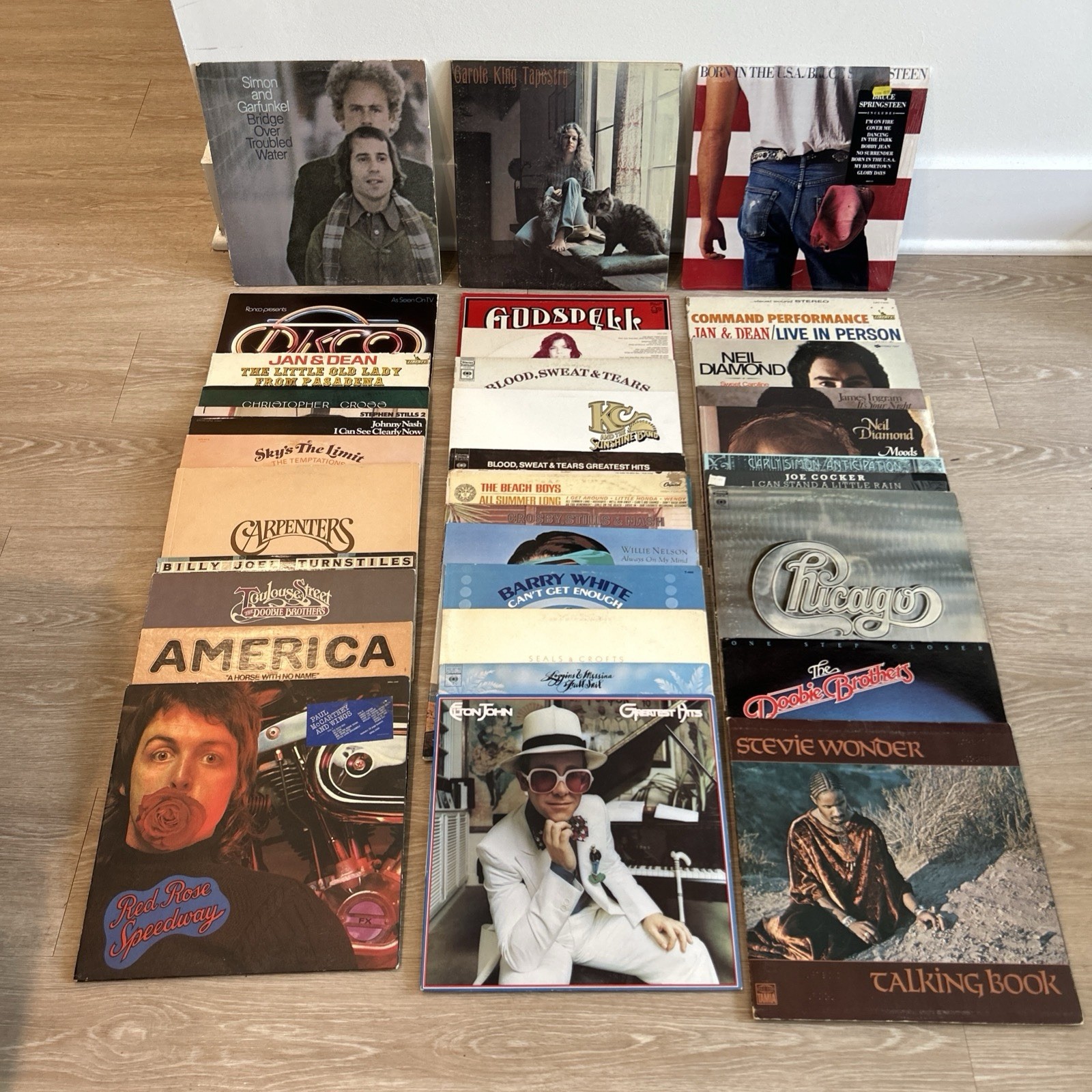 Vinyl Record Collection Lot + Retro Turntable System CD695 Estate Bundle