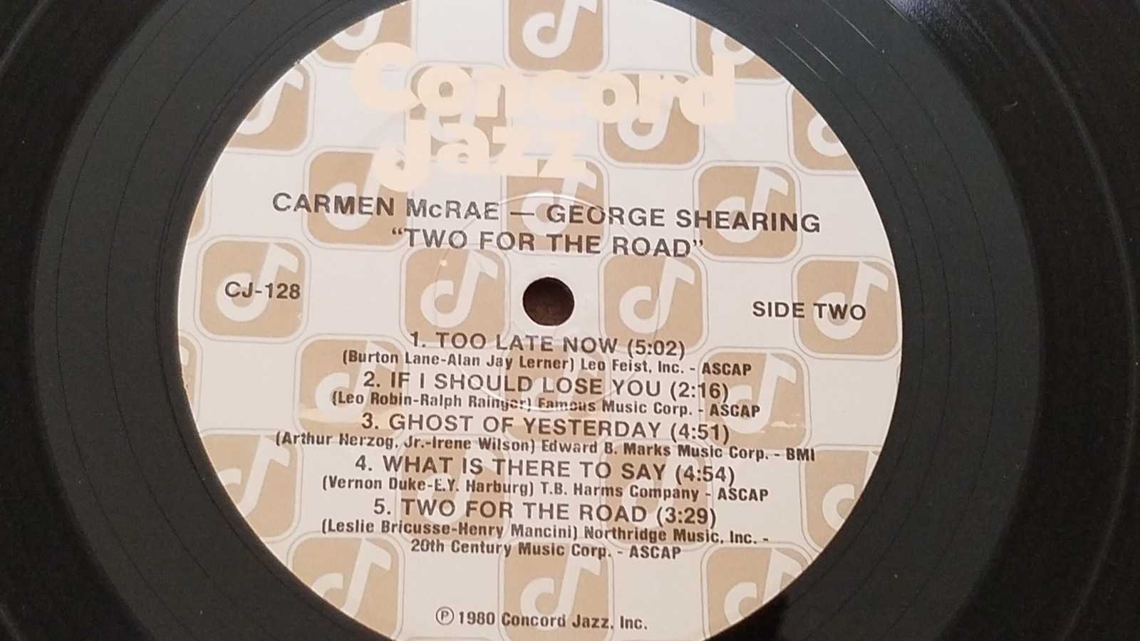 Carmen McRae/ George Shearing “TWO FOR THE ROAD” 1980 Concord Jazz LP-CJ-128