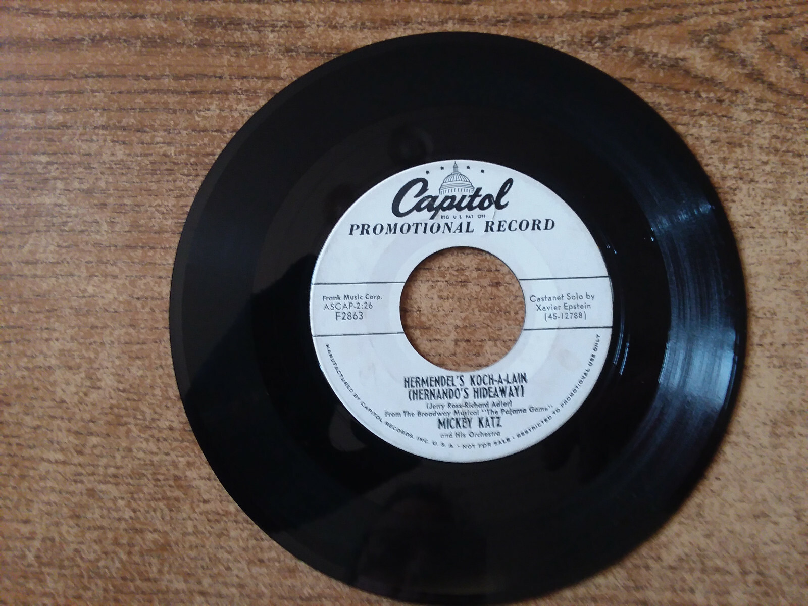 PROMO 1950S VG+MICKEY KATZ- KENEH HORA/ HEREMENDEL’S KOCH-A-LAIN F2863 45