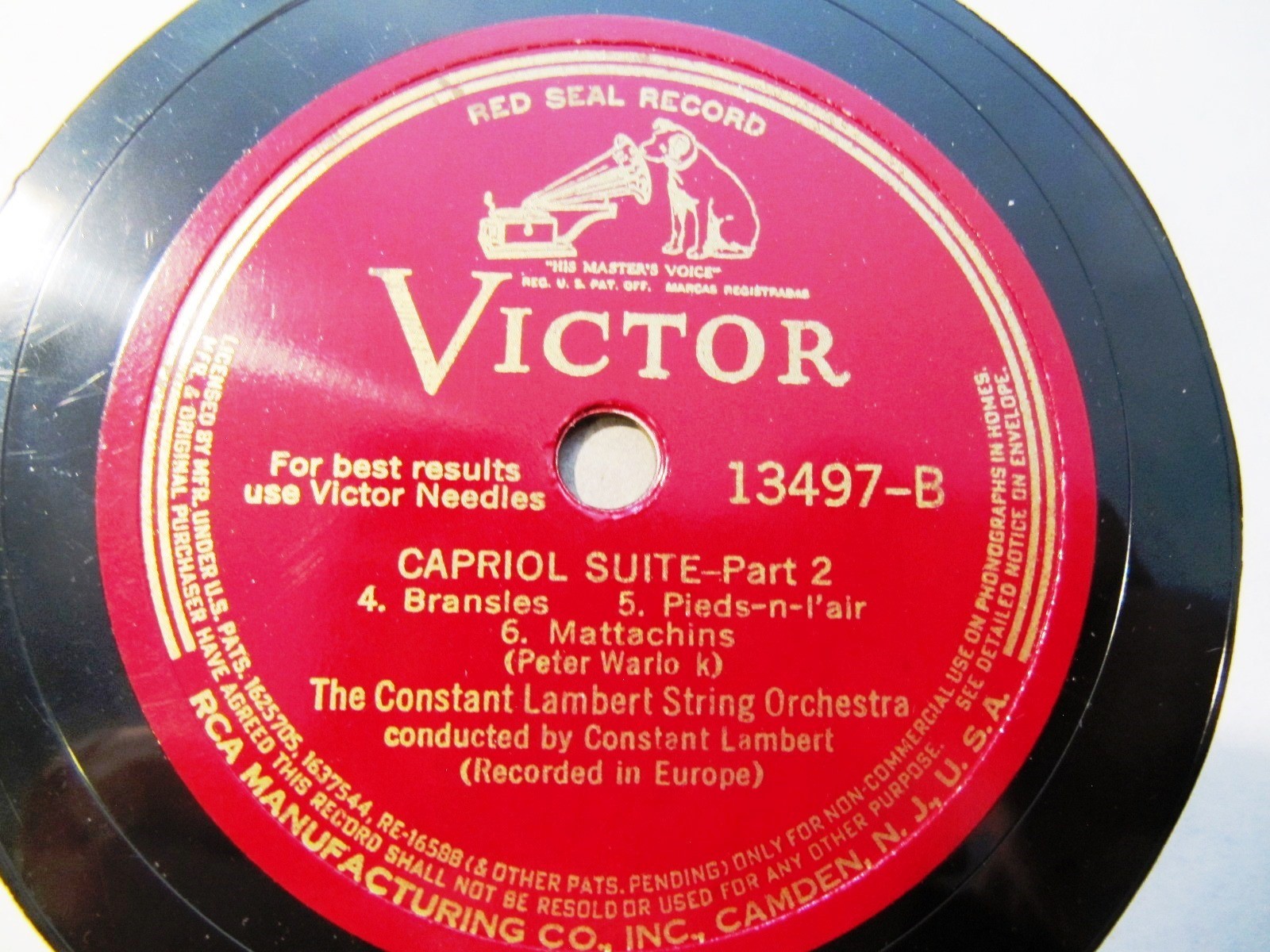 1937 Peter WARLOCK CAPRIOL SUITE CONSTANT LAMBERT String Och Victor 13497