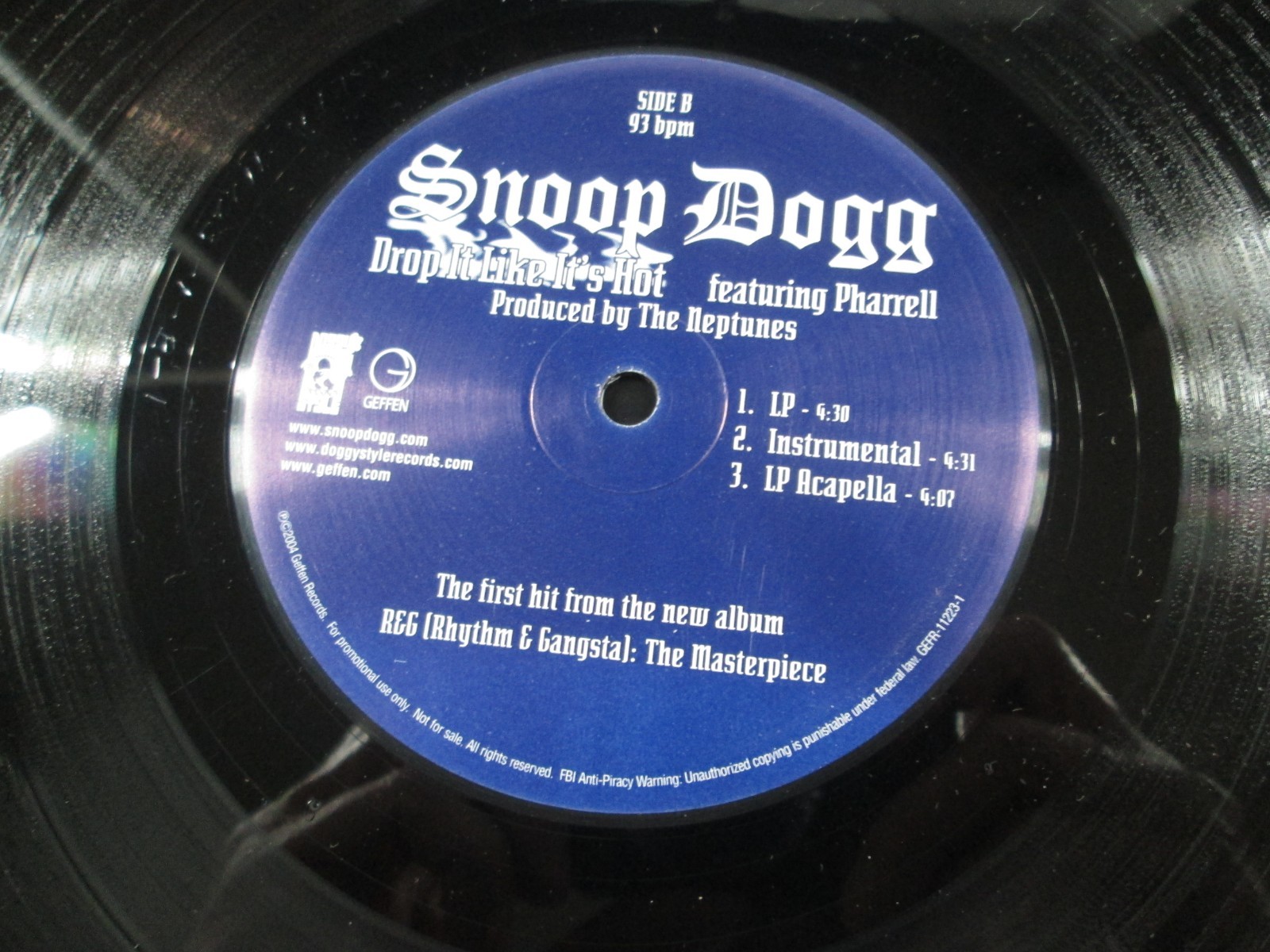 Snoop Dogg feat Pharrell – Drop It Like It’s Hot 12″ Vinyl 2004 PROMO ONLY
