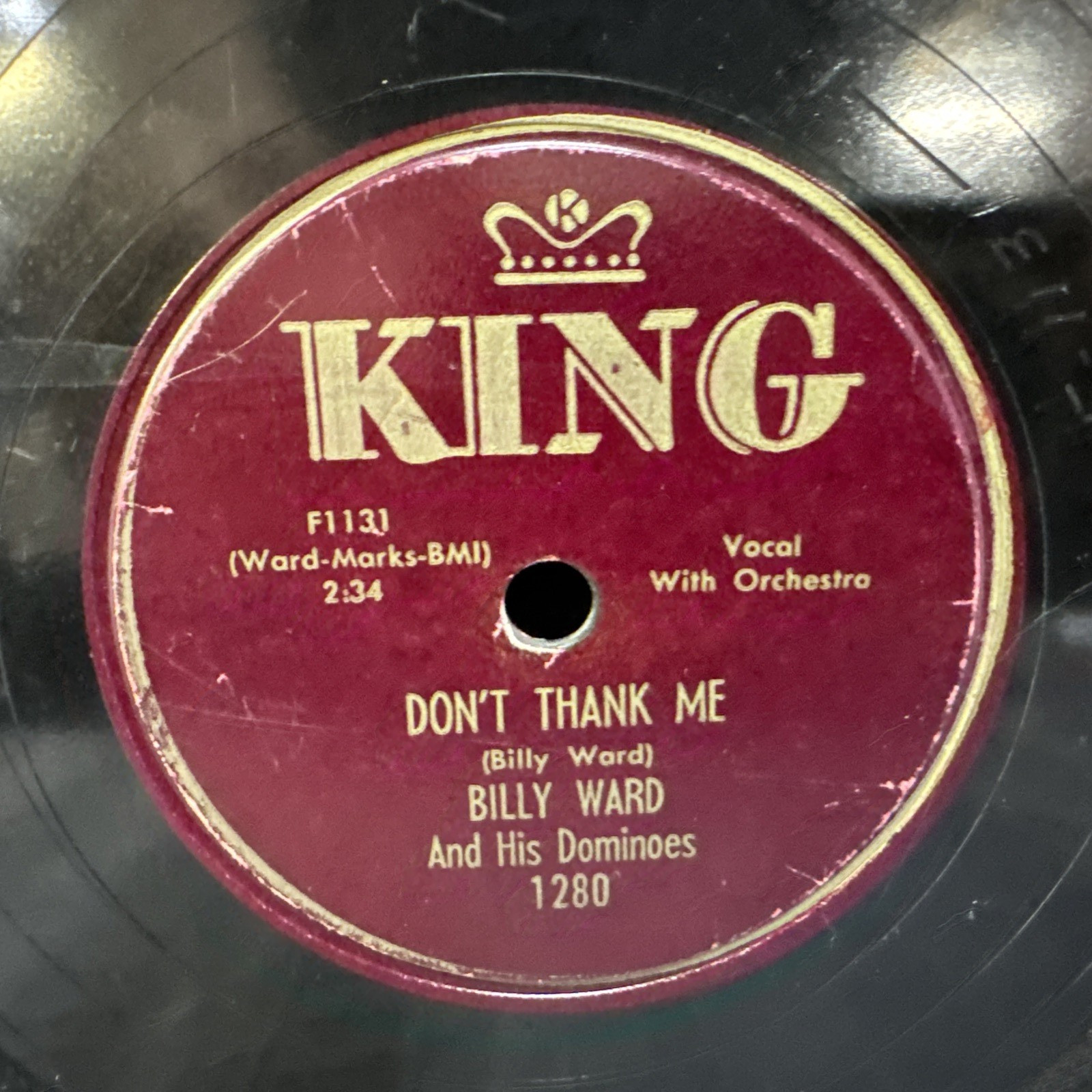 Billy Ward And his Dominoes, Rags to Riches & Don’t Thank Me, King Vintage 78.