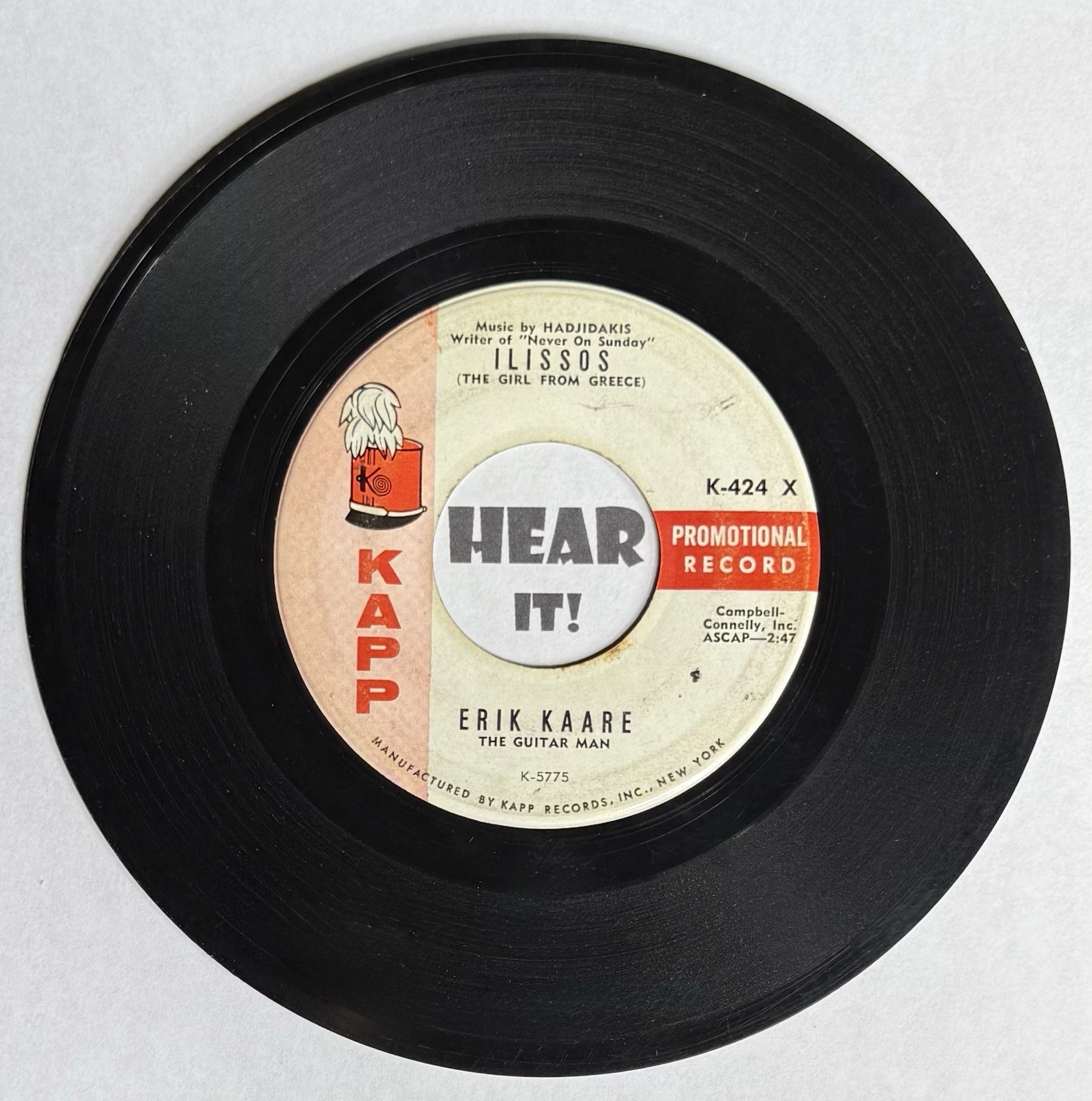 Twangy Surf Exotica Instro Rocker 45 ERIK KAARE Ilissos /Poor KAPP promo Greece