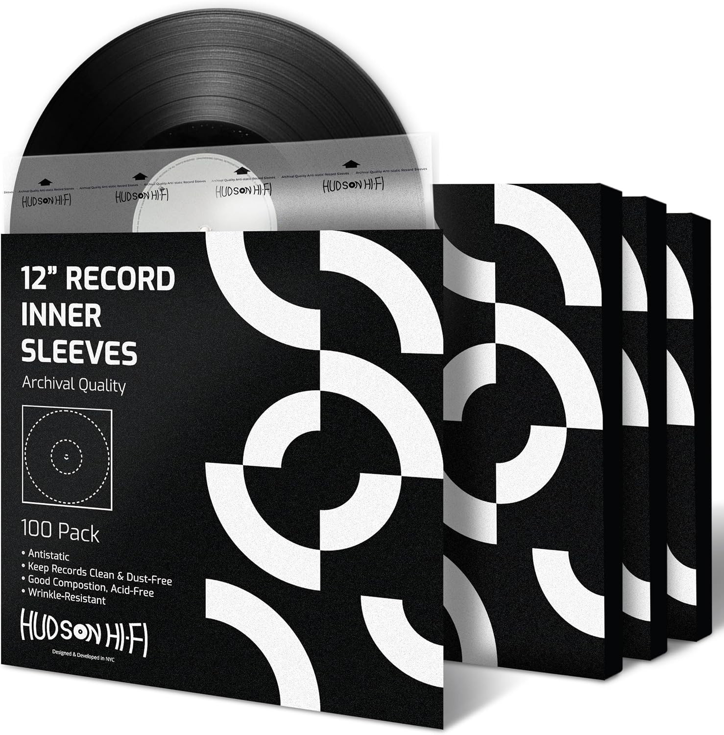 Hudson Hi-Fi Anti-Static Vinyl Record Sleeves – Durable Clear Disc Sleeves Free