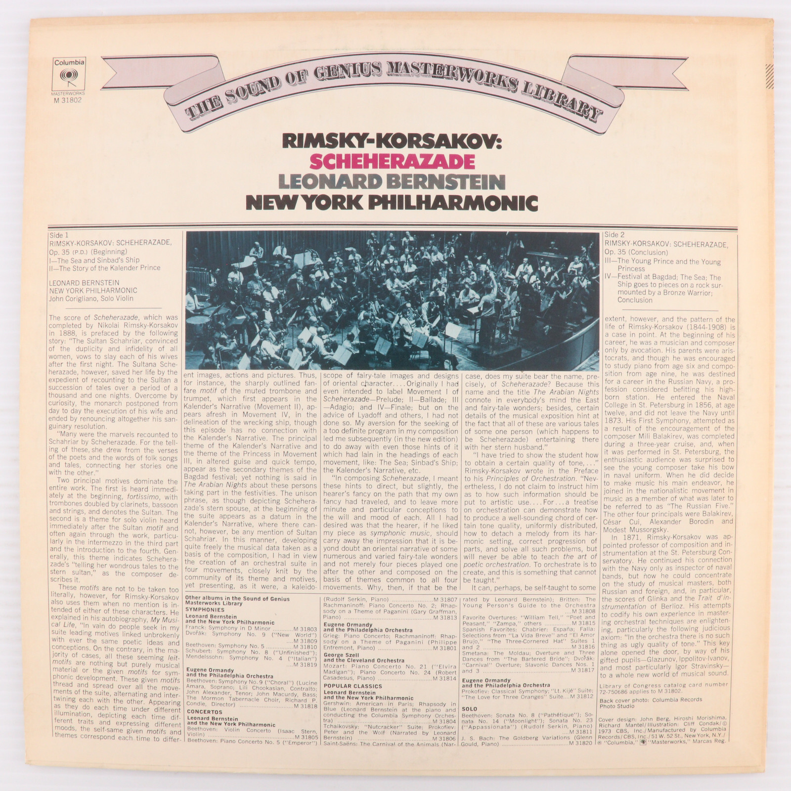 Rimsky-Korsakov – Scheherazade – 1973 Reissue Stereo 12″ LP Vinyl Record M 31802
