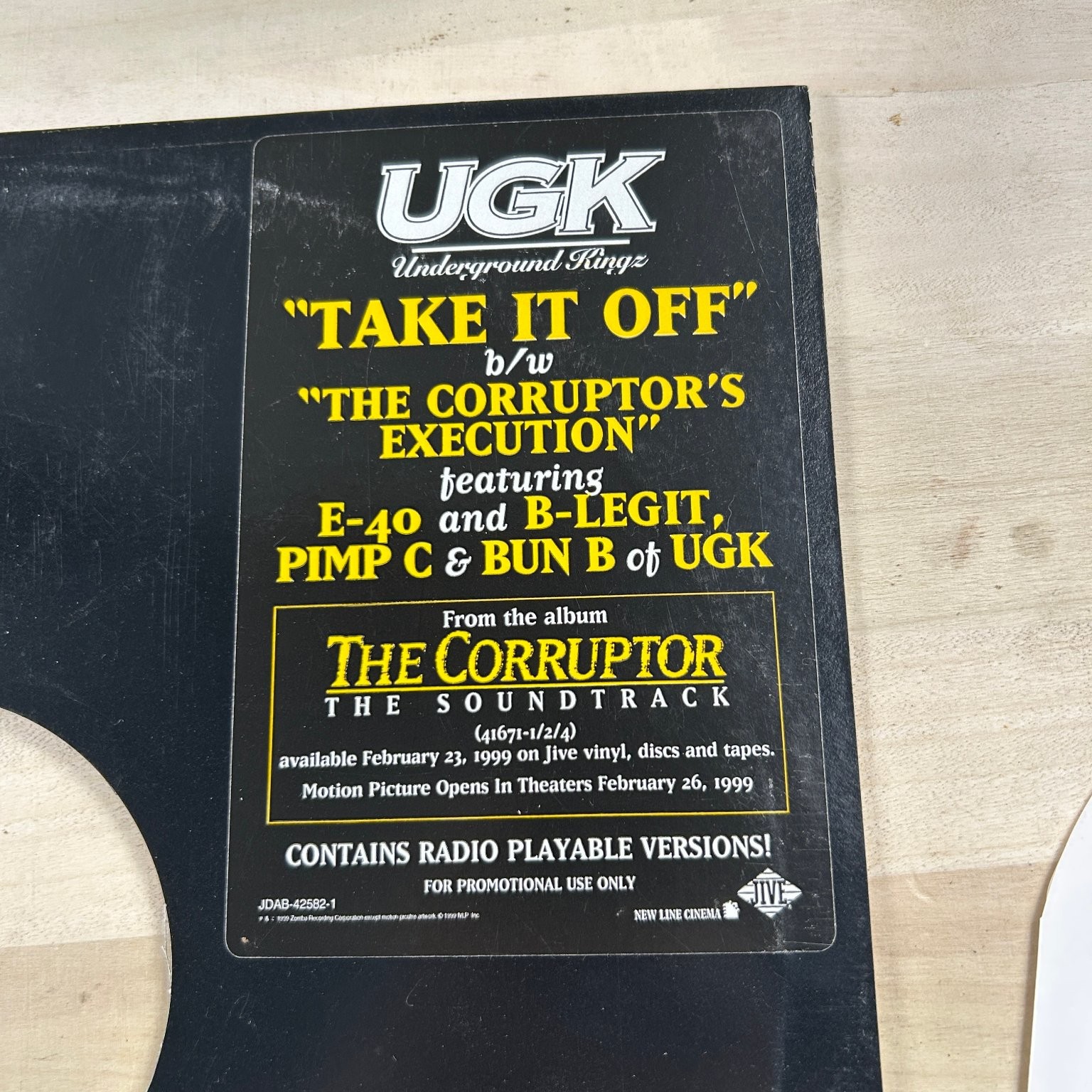 UGK – Take It Off 12″ Promo Record 1999 Jive Hip Hop 33 RPM