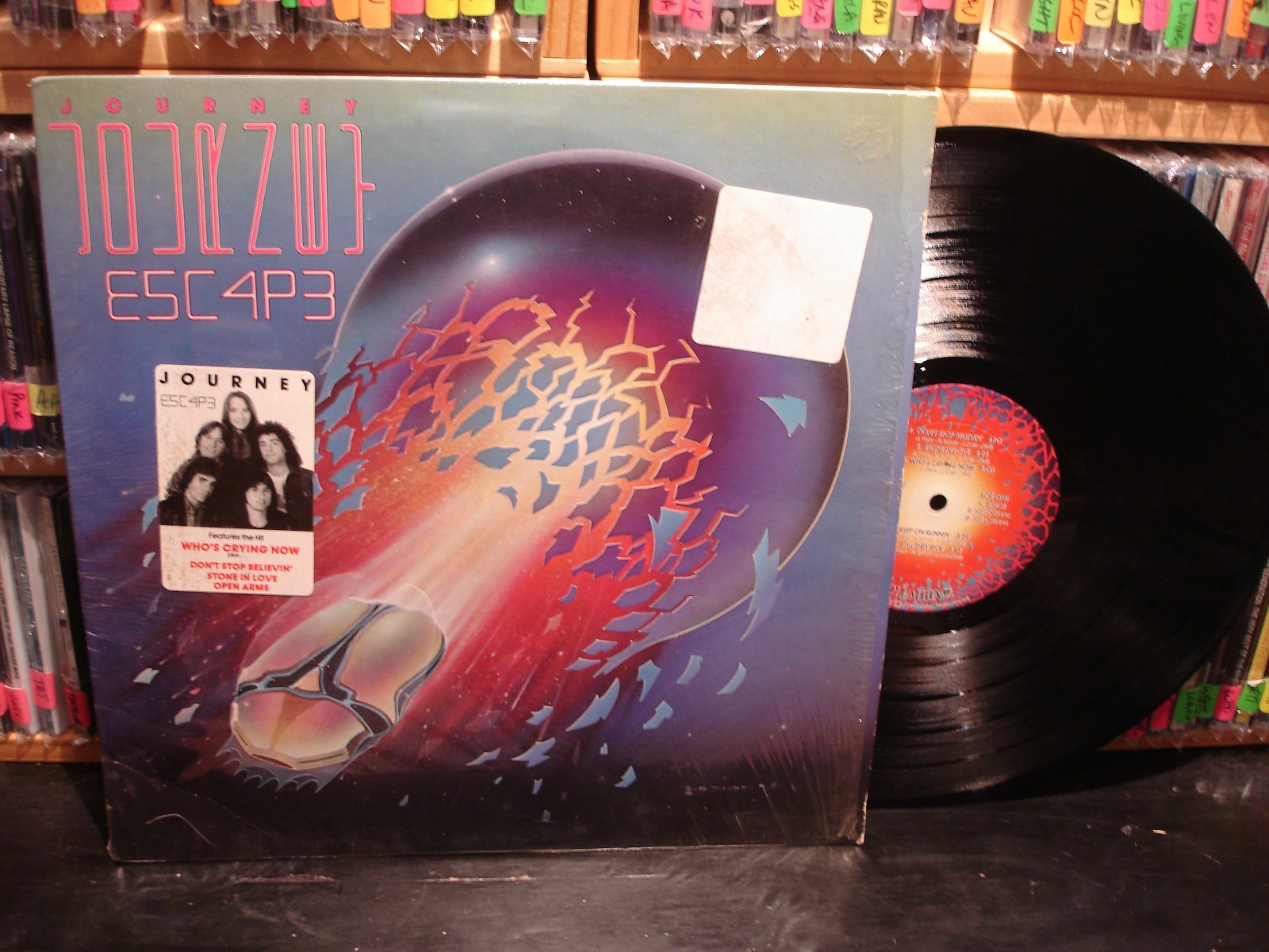 Journey ‎– Escape ~ Vintage Embossed Cover LP w/HYPE STICKER Columbia – TC 37408