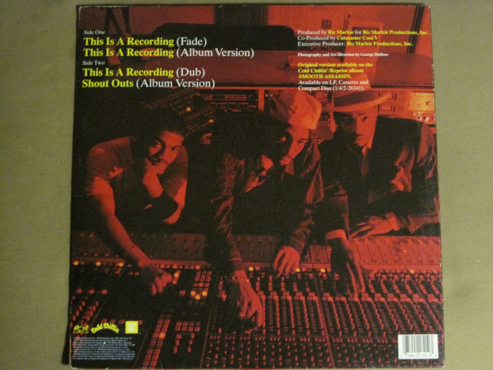 GRAND DADDY I.U. THIS IS A RECODING 12″ 1990 COLD CHILLIN 0-21721 HIP HOP VG+