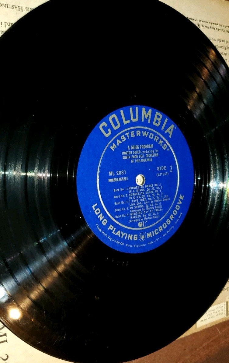 Grieg Program: GouldbRobin Hood Dell Orchestra Philadelphia 10″ LP 1949 Columbia