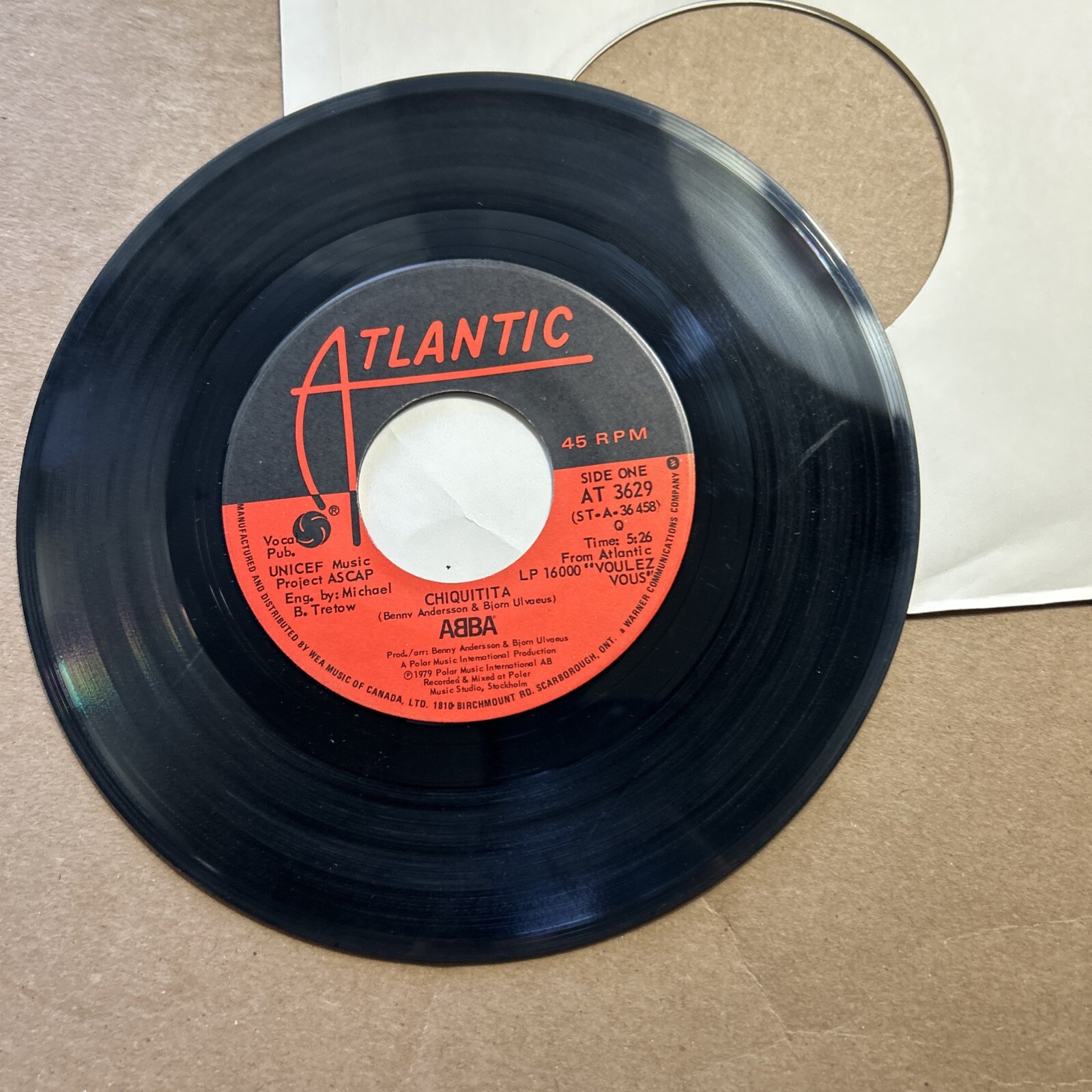 Abba Chiquita/Love Light Atlantic Records 45 Chiquitita