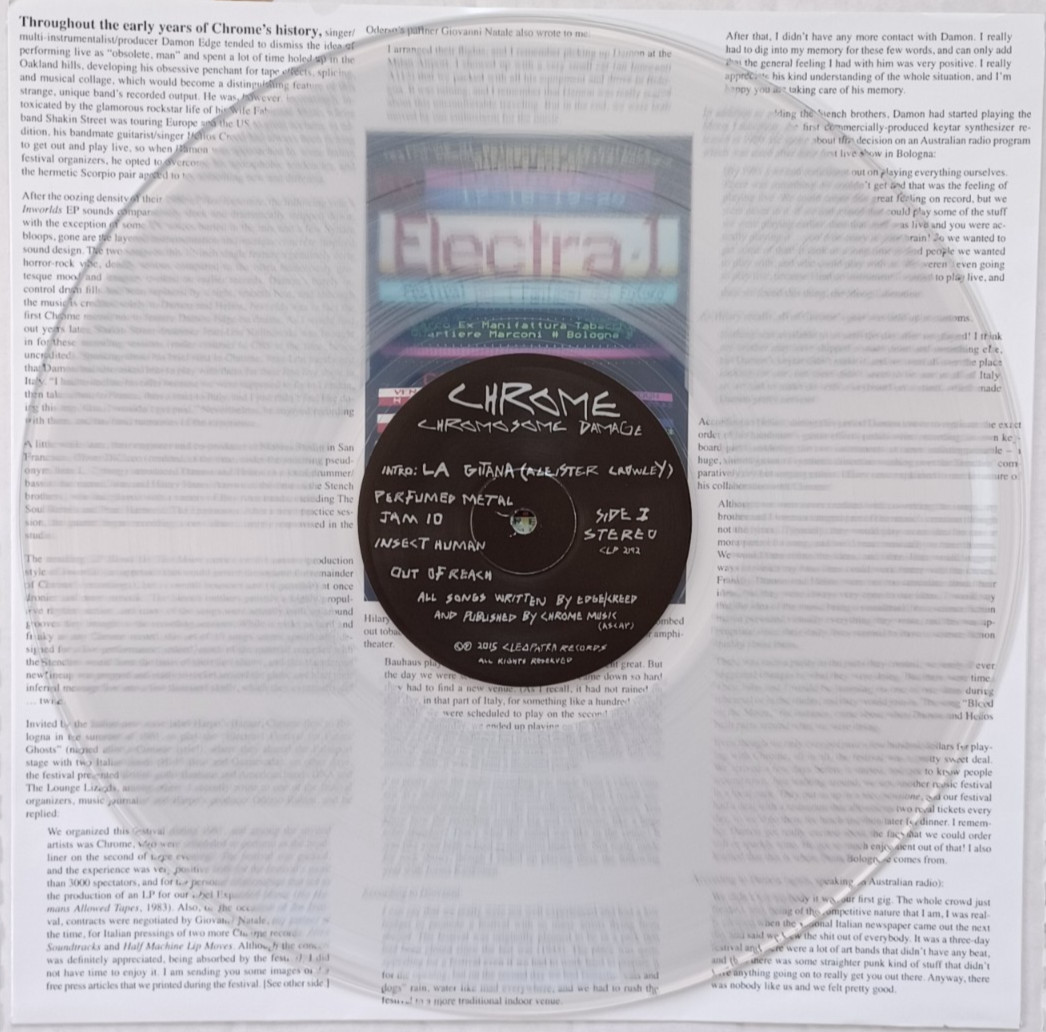 Chrome LP – Chromosome Damage. Limited Edition Clear Vinyl Live Album 2015. Mint
