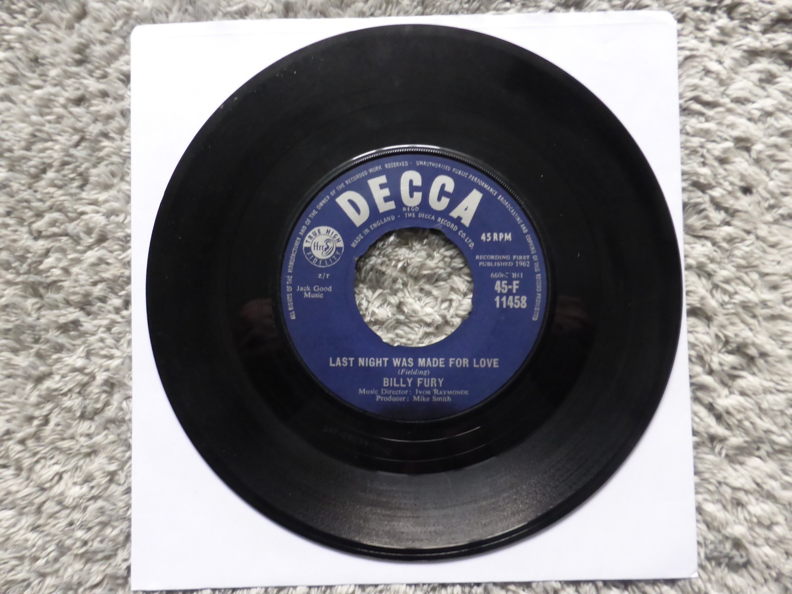 BILLY FURY – LAST NIGHT WAS MADE FOR LOVE, 1962