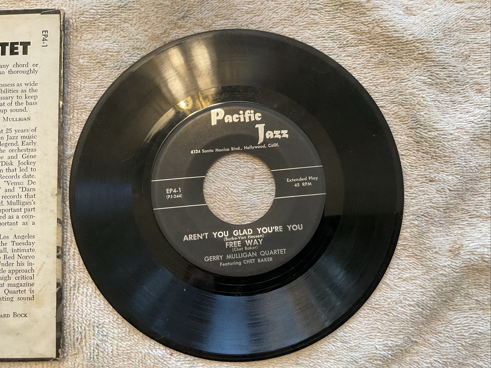 GERRY MULLIGAN QUARTET Pacific Jazz 7″ EP4-1