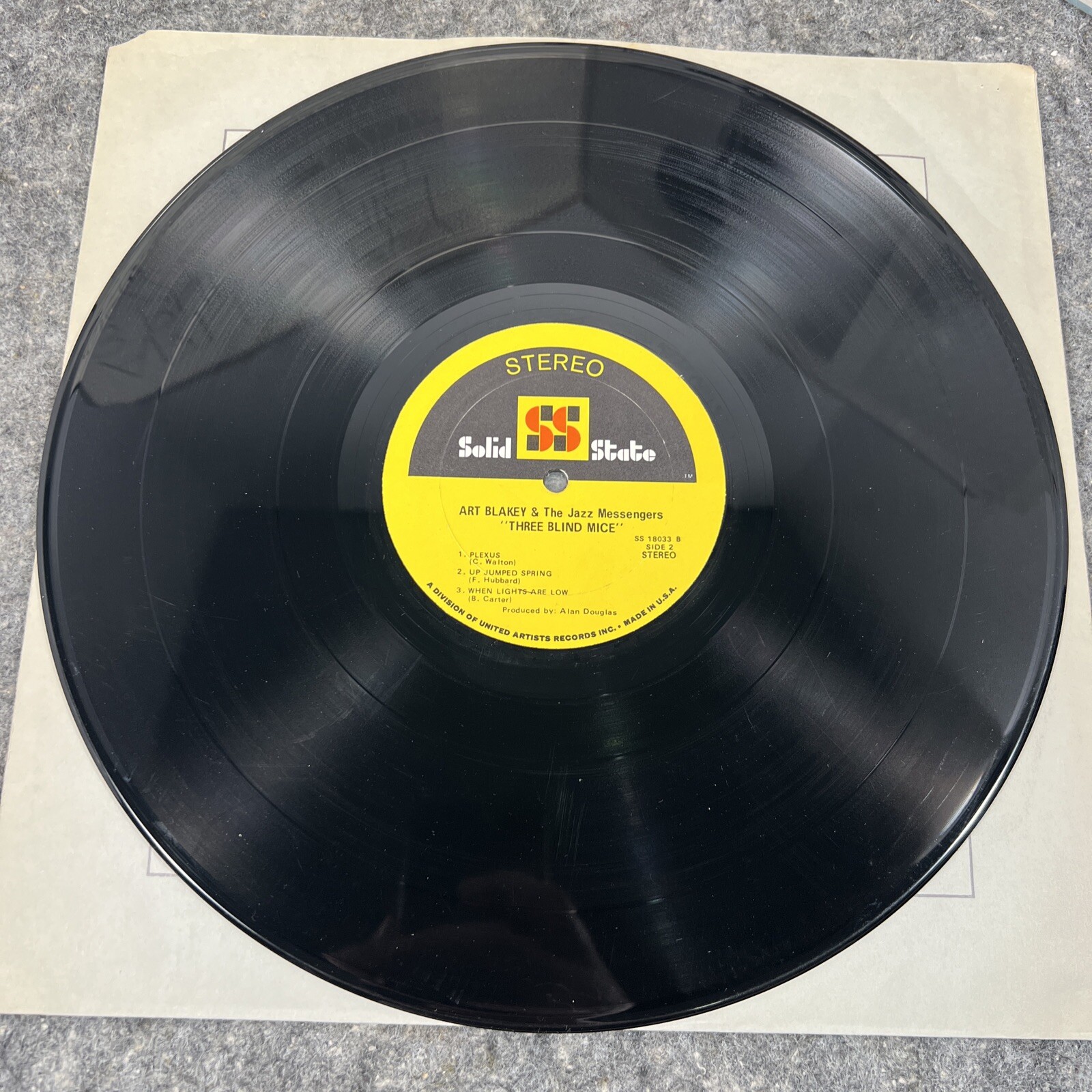 ART BLAKEY – 3 Blind Mice LP – Solid State – SS 18033 – VG to VG+/G+