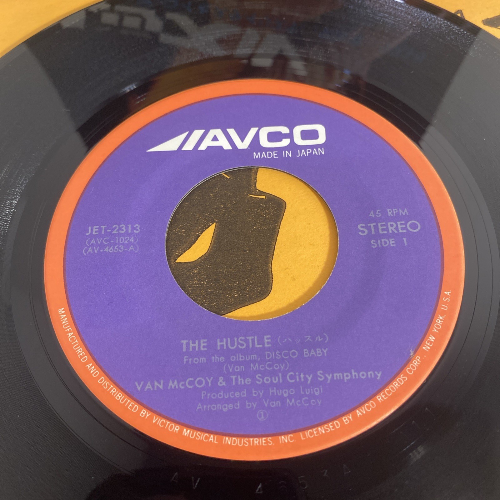 VAN MCCOY HUSTLE AVCO JET2313 JAPAN IMPORT VINYL 7 VG+ FUNK DOUL DISCO