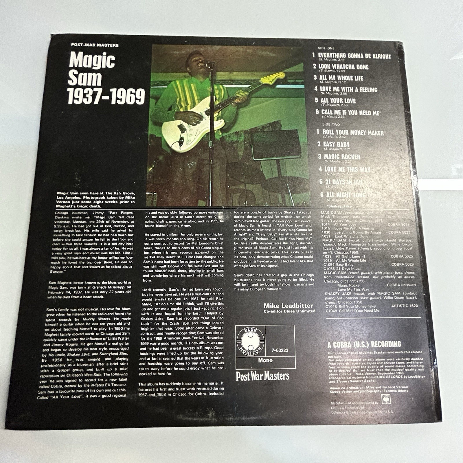 MAGIC SAM 1937-1969 ~ Post War Masters Blue Horizon 1970 ~ RARE LP ~ NEAR CHERRY