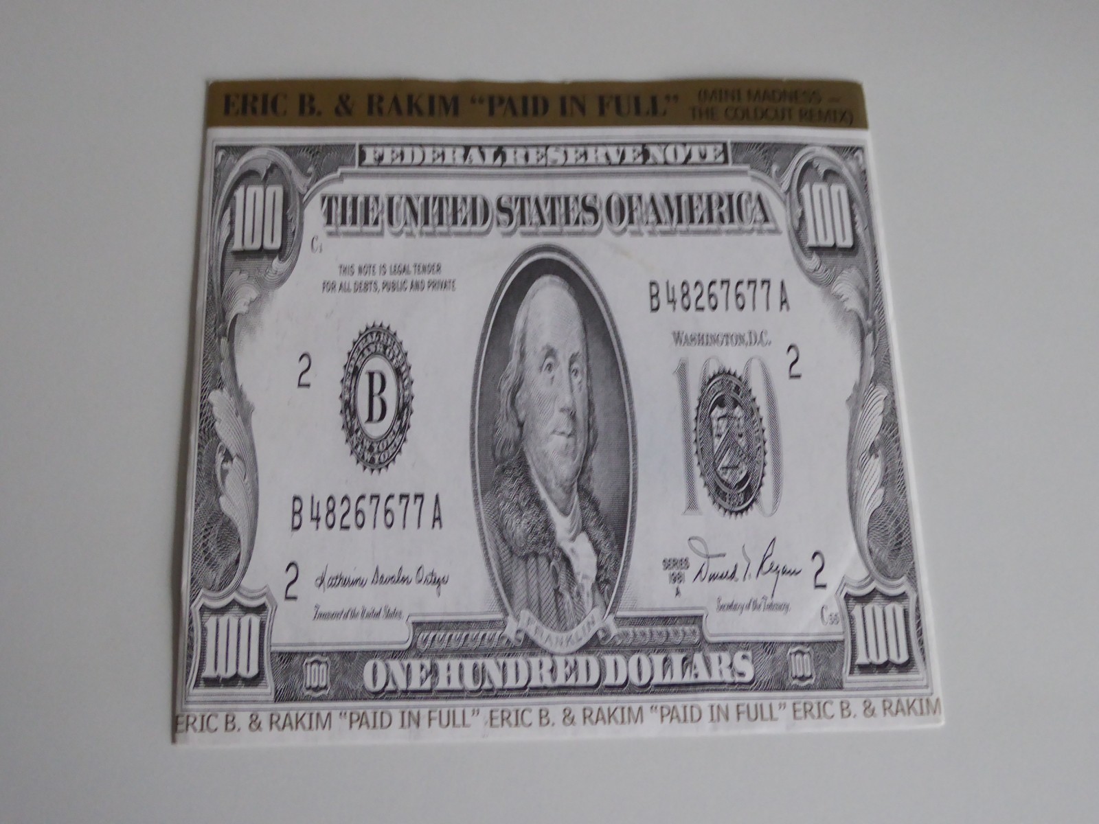 ERIC B & RAKIM PAID IN FULL (EDITED VERSION) 7″ SINGLE RECORD 1987