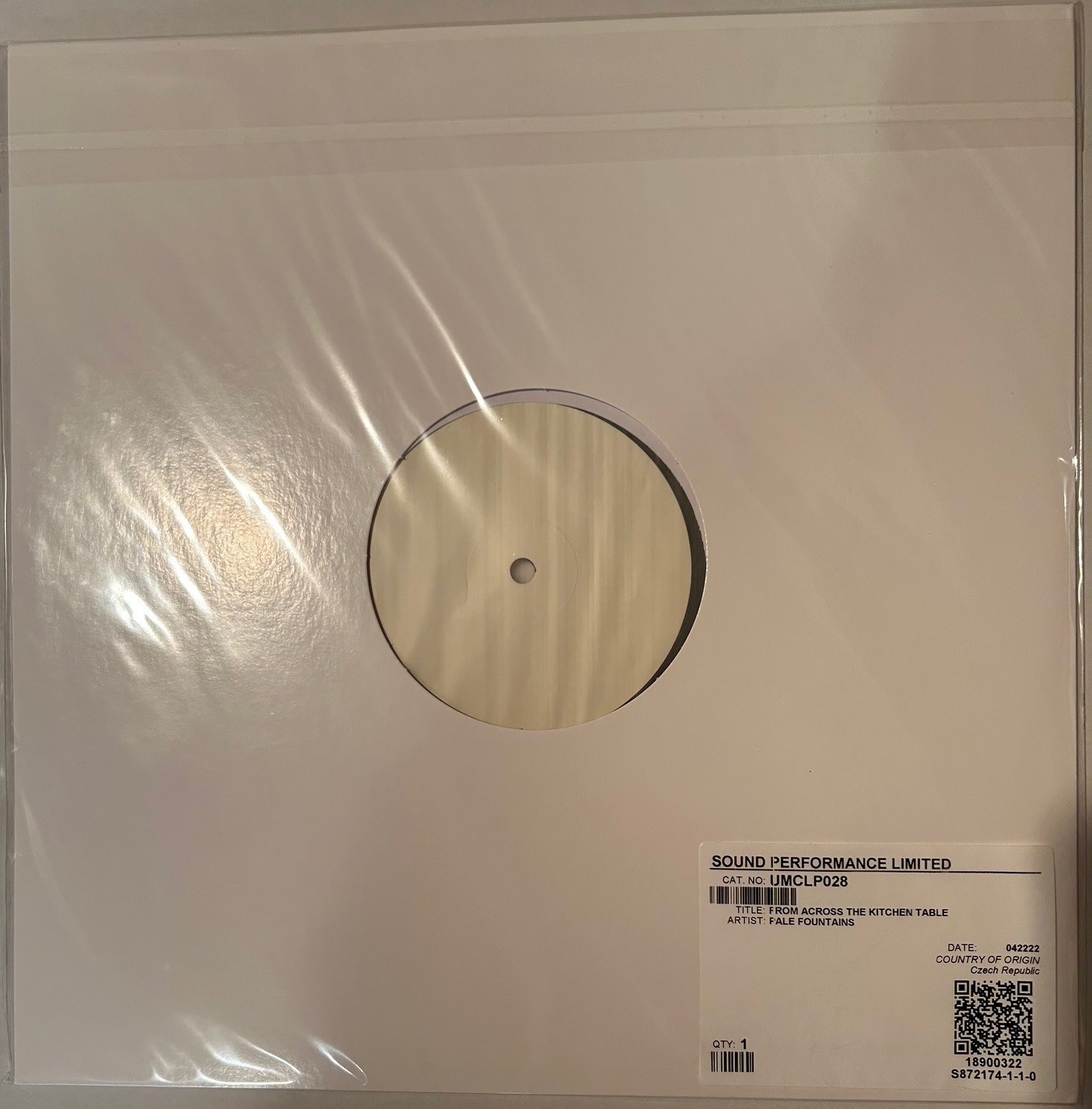 PALE FOUNTAINS FROM ACROSS THE KITCHEN TABLE 12″ TEST PRESSING LP SHACK THE LA’S