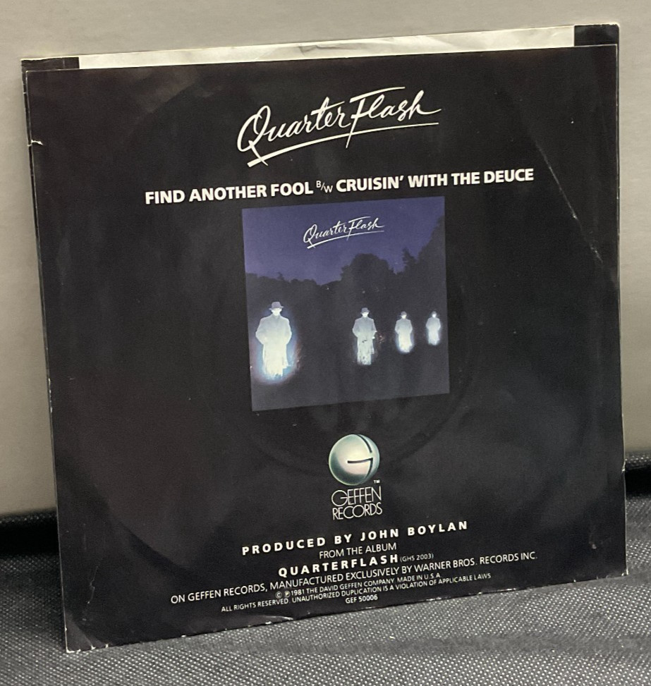 B82 Quarterflash: Find Another Fool, 1981 Geffen Records GEF50006 -PROMO Rock 45
