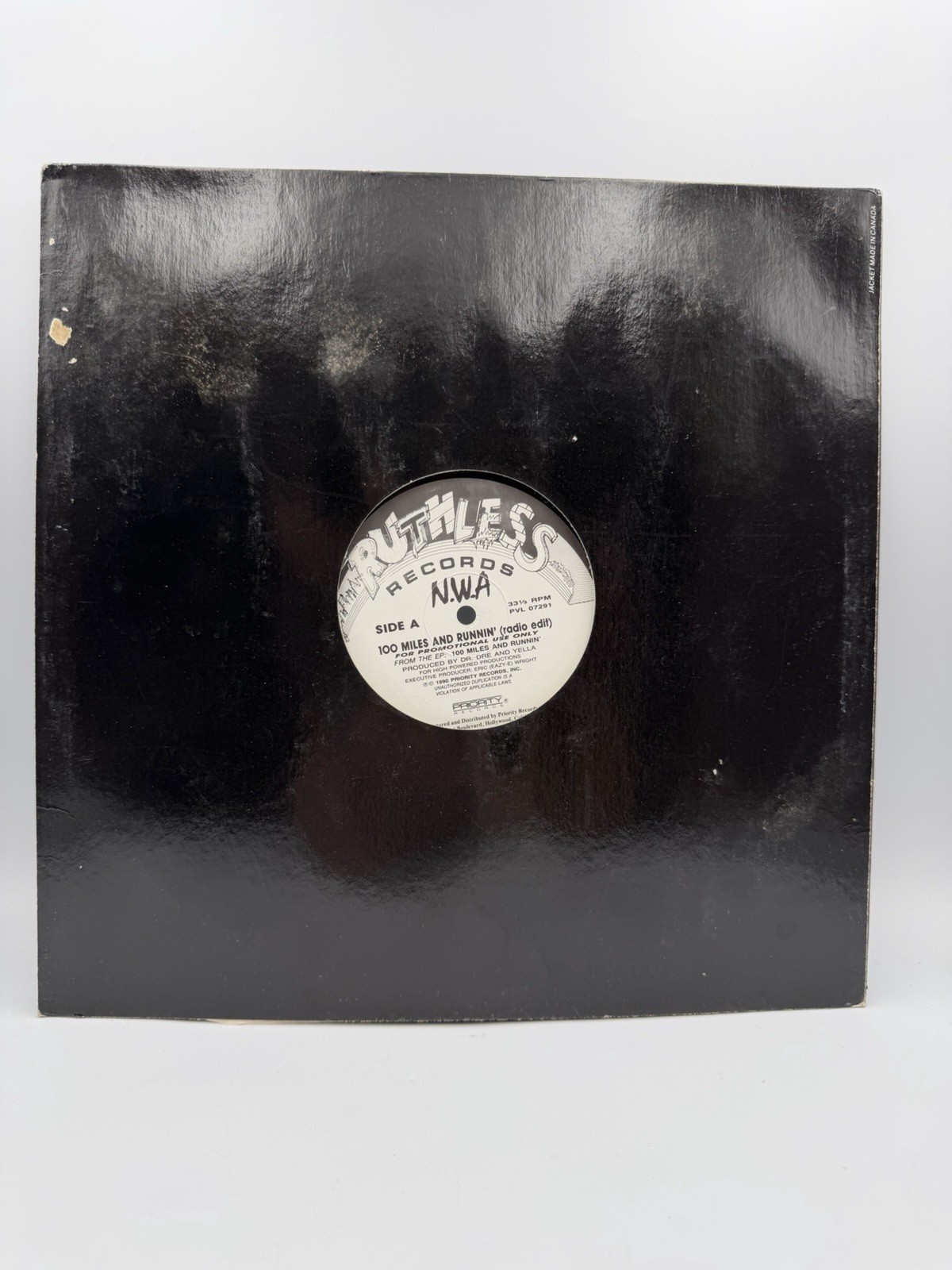 N.W.A ‎100 Miles And Runnin Ruthless 12″ DJ RADIO PROMO RECORD NWA 1990