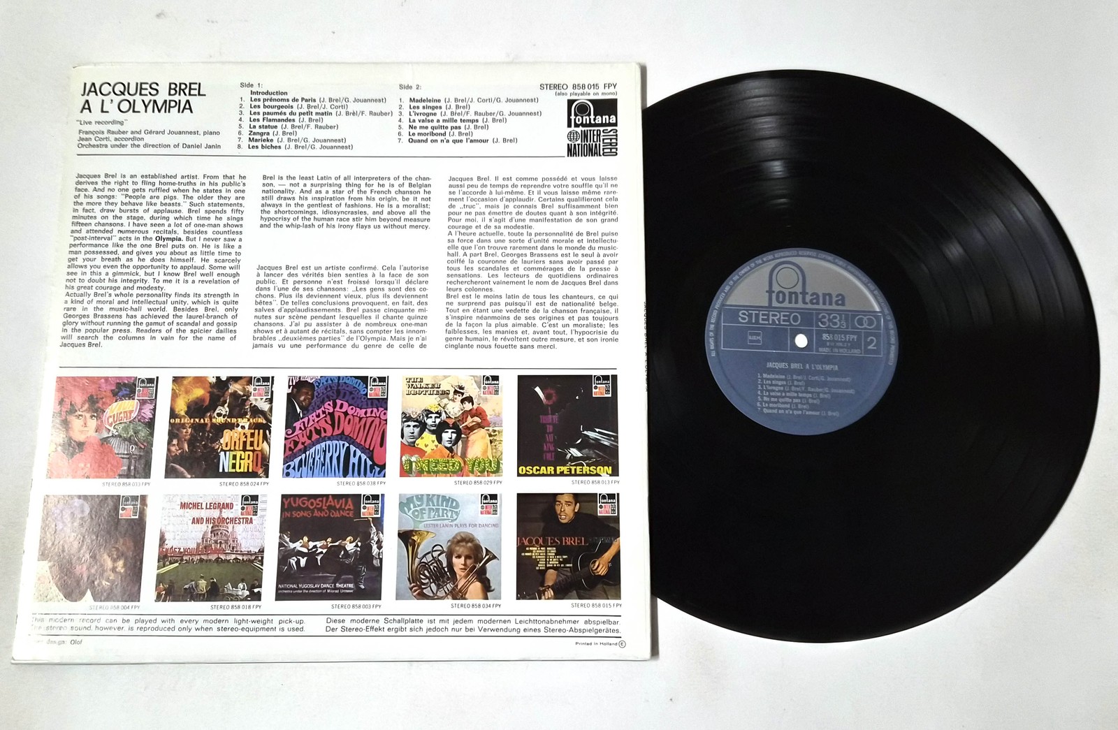 Jacques Brel – À L’Olympia – 12″ Vinyl LP – 1964 – NM