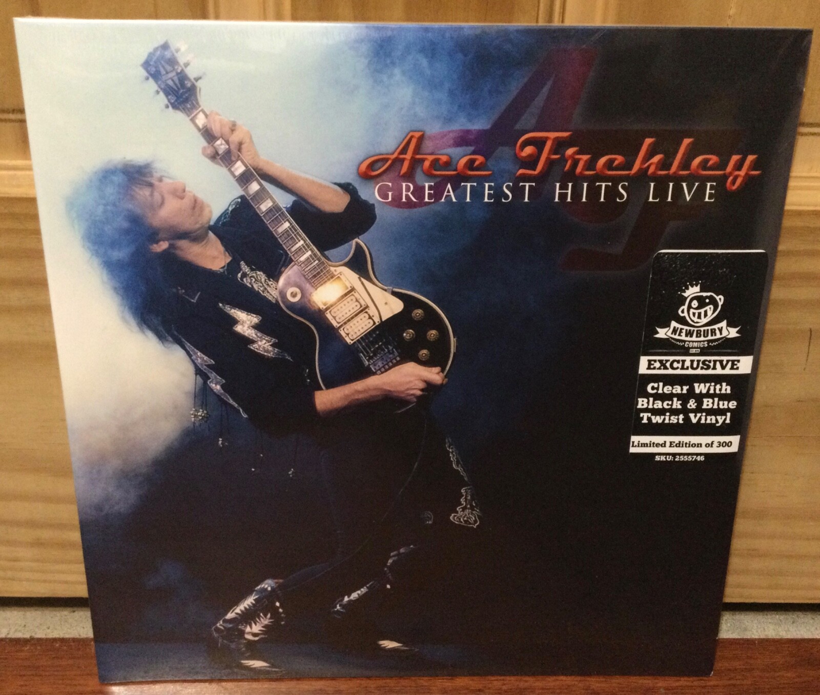 ACE FREHLEY GREATEST HITS LIVE LIMITED EDITION CLEAR BLUE & BLACK TWIST VINYL LP