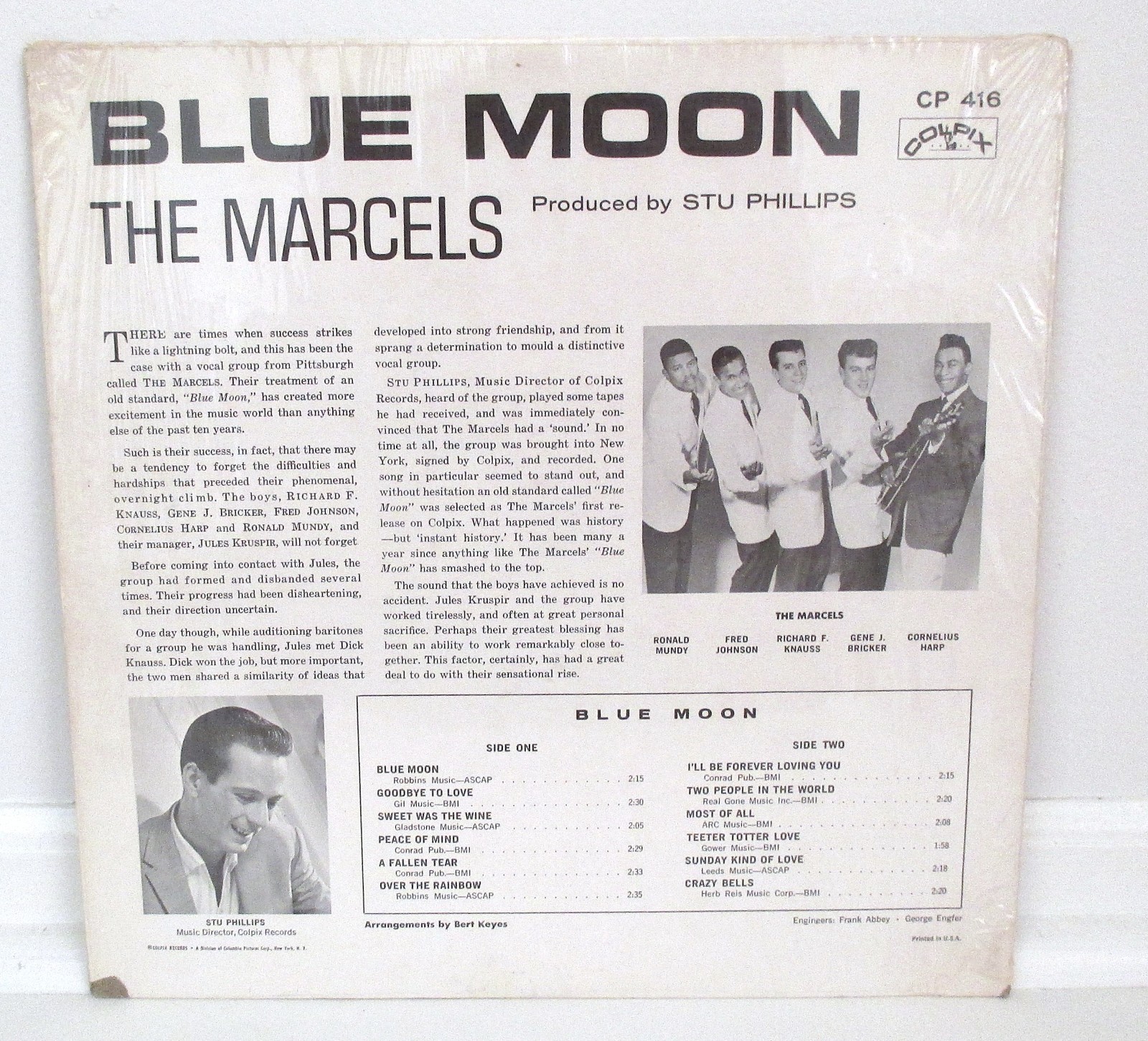 ORIG 1961 Colpix LP GOLD LABEL The Marcels Blue Moon In SHRINK R&B Doo Wop Soul