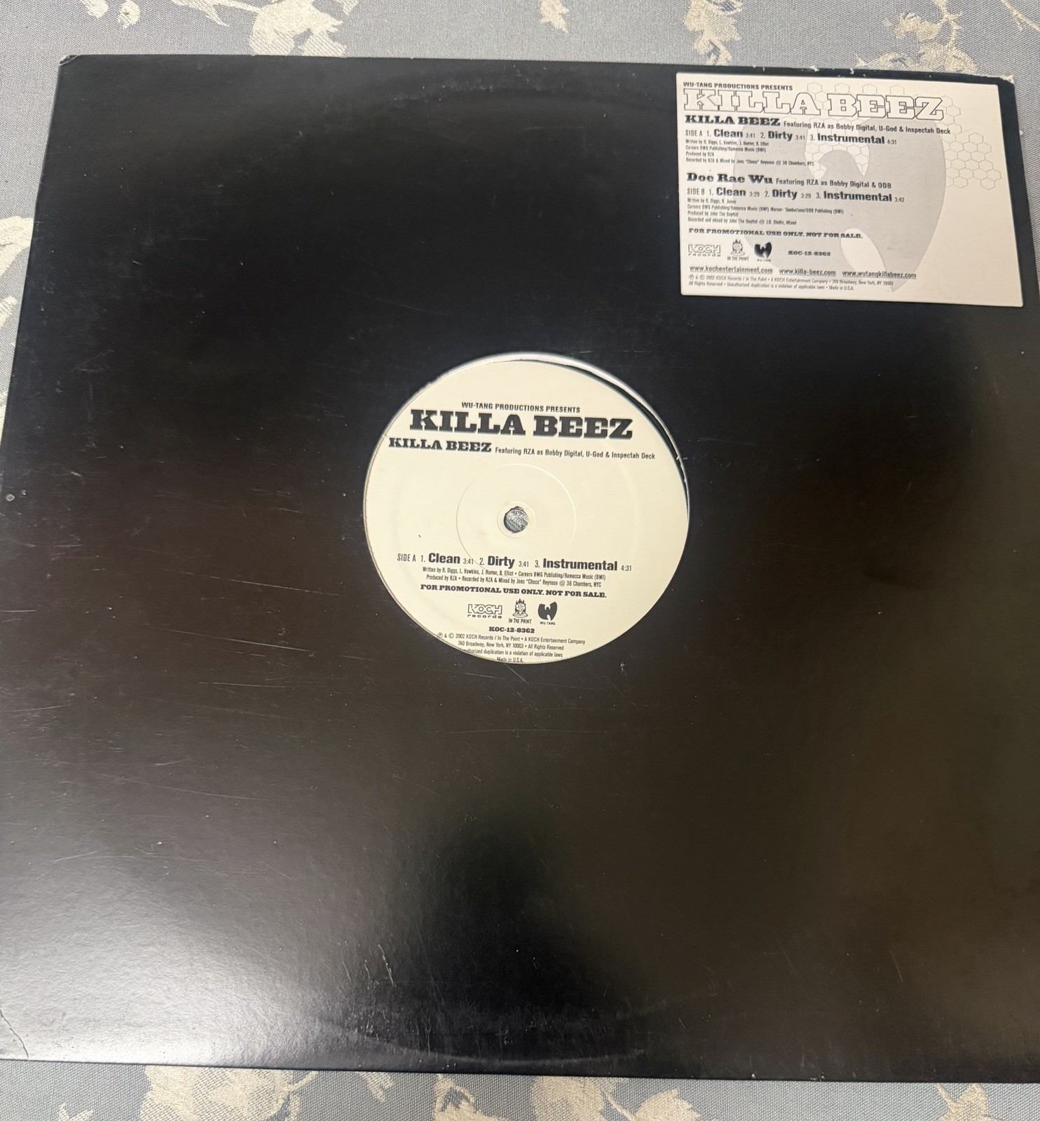 Rare – Killa Beez- Wu Tang Clan – RZA – Dow Rae Wu – Vinyl- Promo Single – 2002