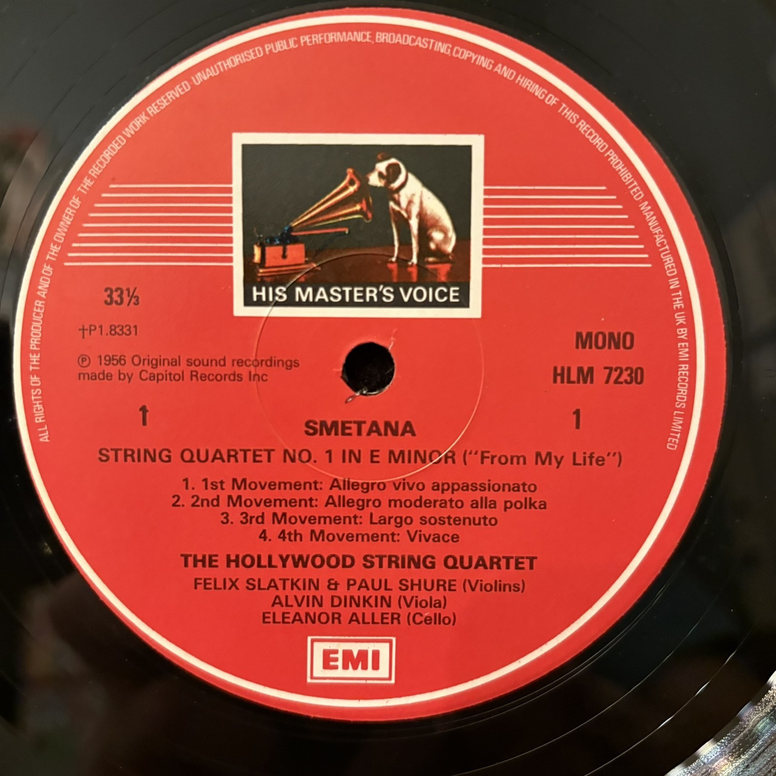 EMI RLS 765 HOLLYWOOD STRING QUARTET – Brahms Schubert Smetana Dvorak – UK 3LP