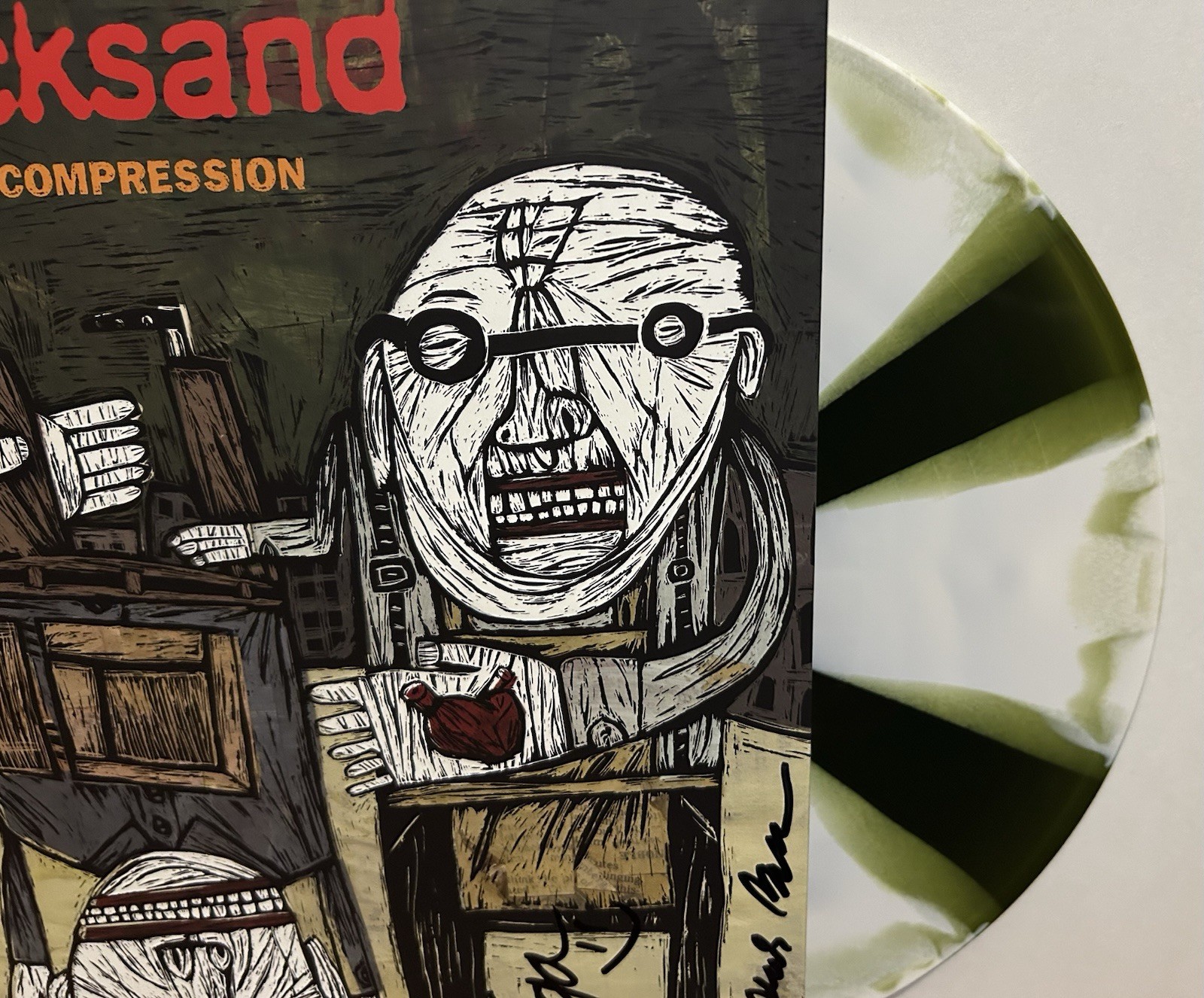 QUICKSAND SIGNED MANIC COMPRESSION LP VINYL WALTER SERGIO 4/26 ROUGH TRADE NYC