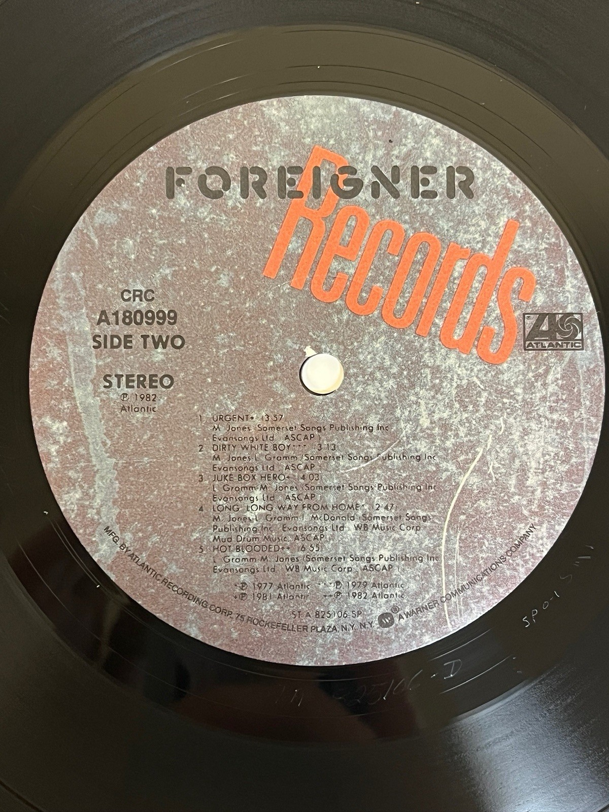 Foreigner records jukebox style LP cover Atlantic 80999-1 record vinyl album