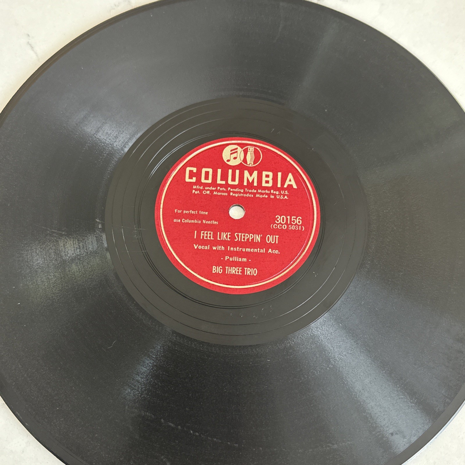 1949 BLUES – WILLIE DIXON Big Three Trio 78 rpm COLUMBIA 30156 STEPPIN OUT V+