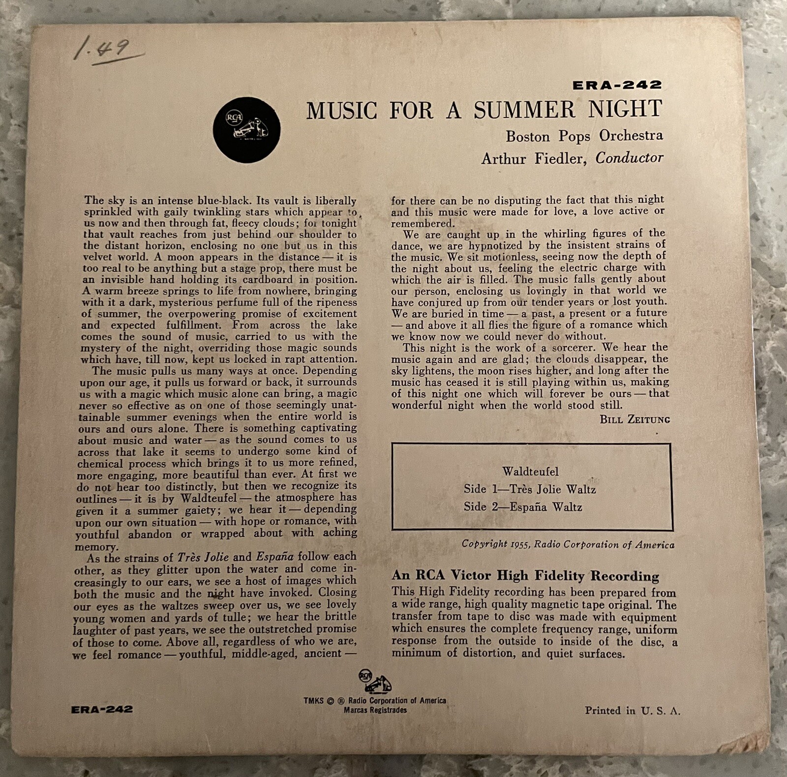 1950’s Cardboard 7″ Record Picture Covers ~ Lot of 5