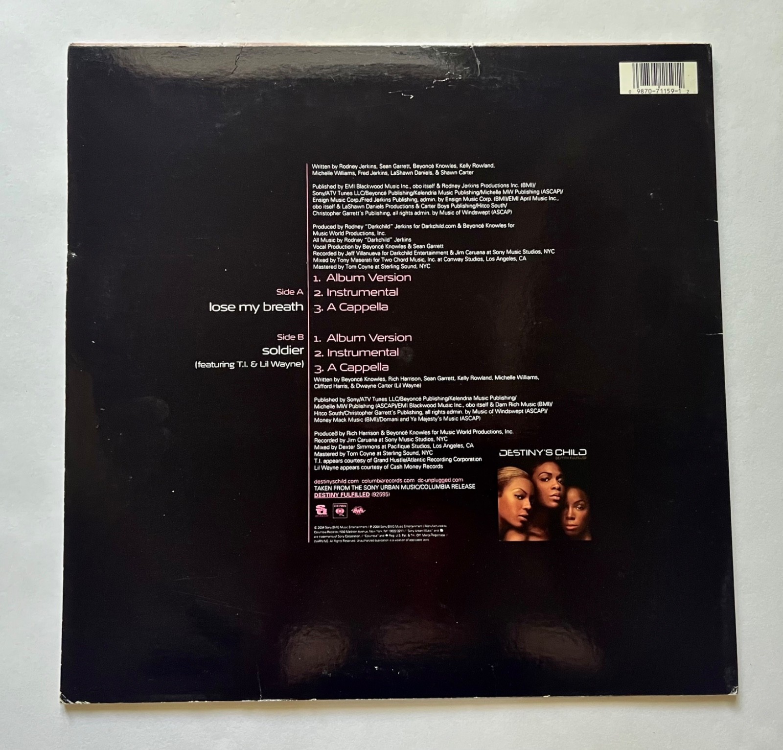 Destinys Child – Lose My Breath/ Soldier OG Press 12″ In Picture Cover VG+