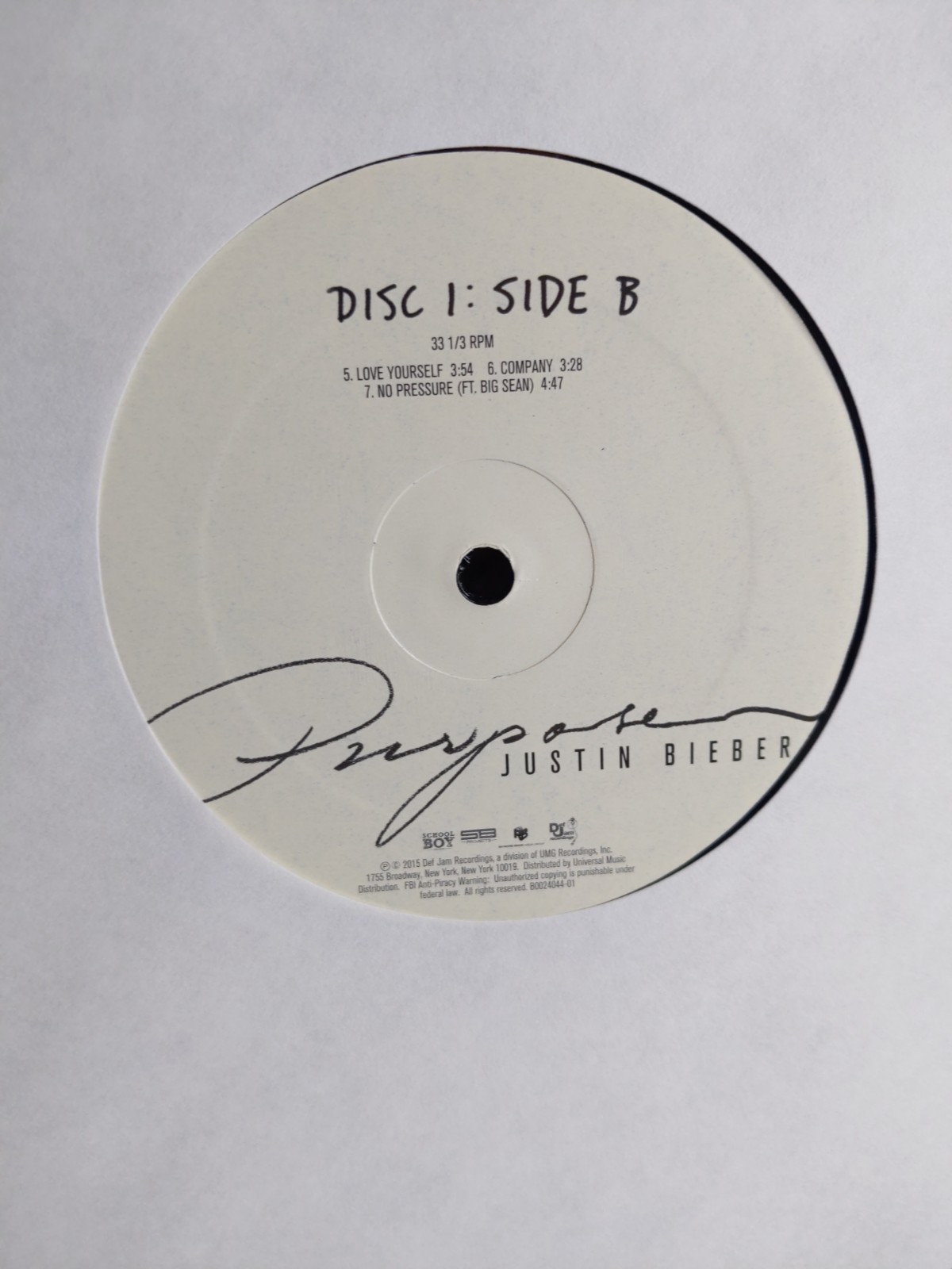 Justin Bieber – Purpose – 12″ Double Vinyl Record LP