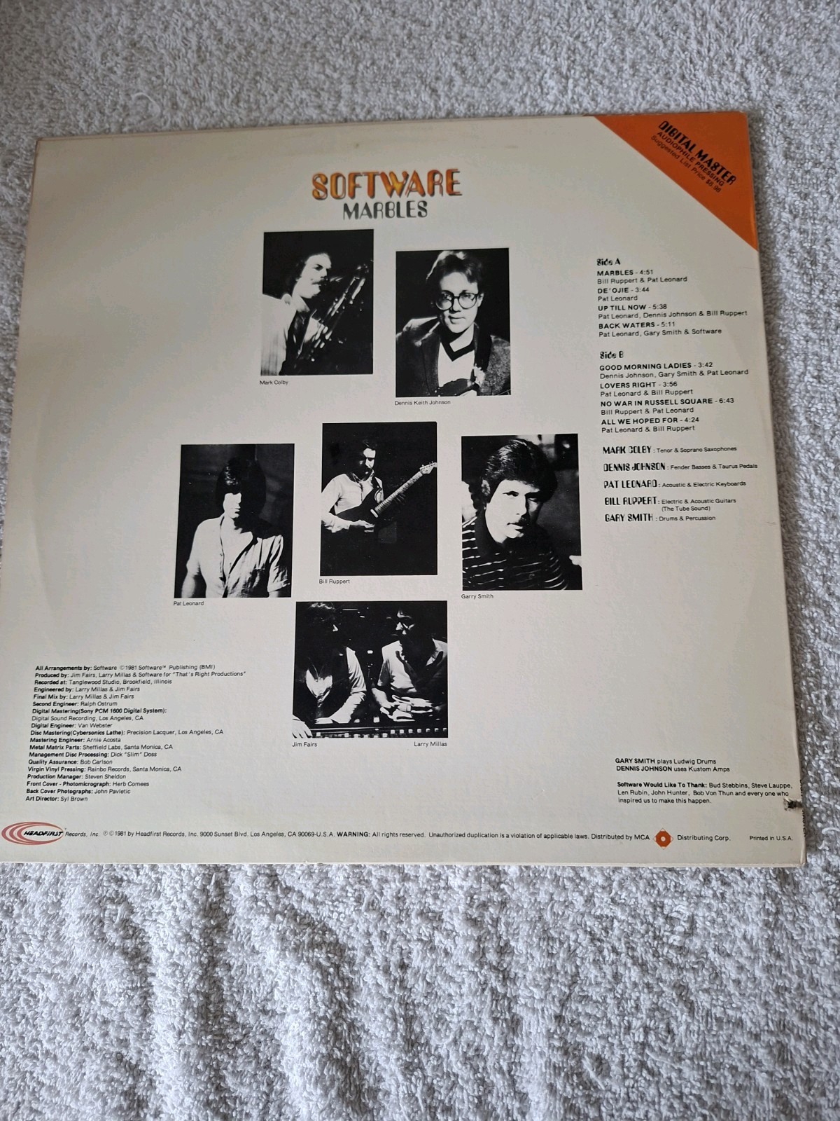Software – Marbles Vinyl LP USA IMPORT TESTED EX PLAYBACK 1981