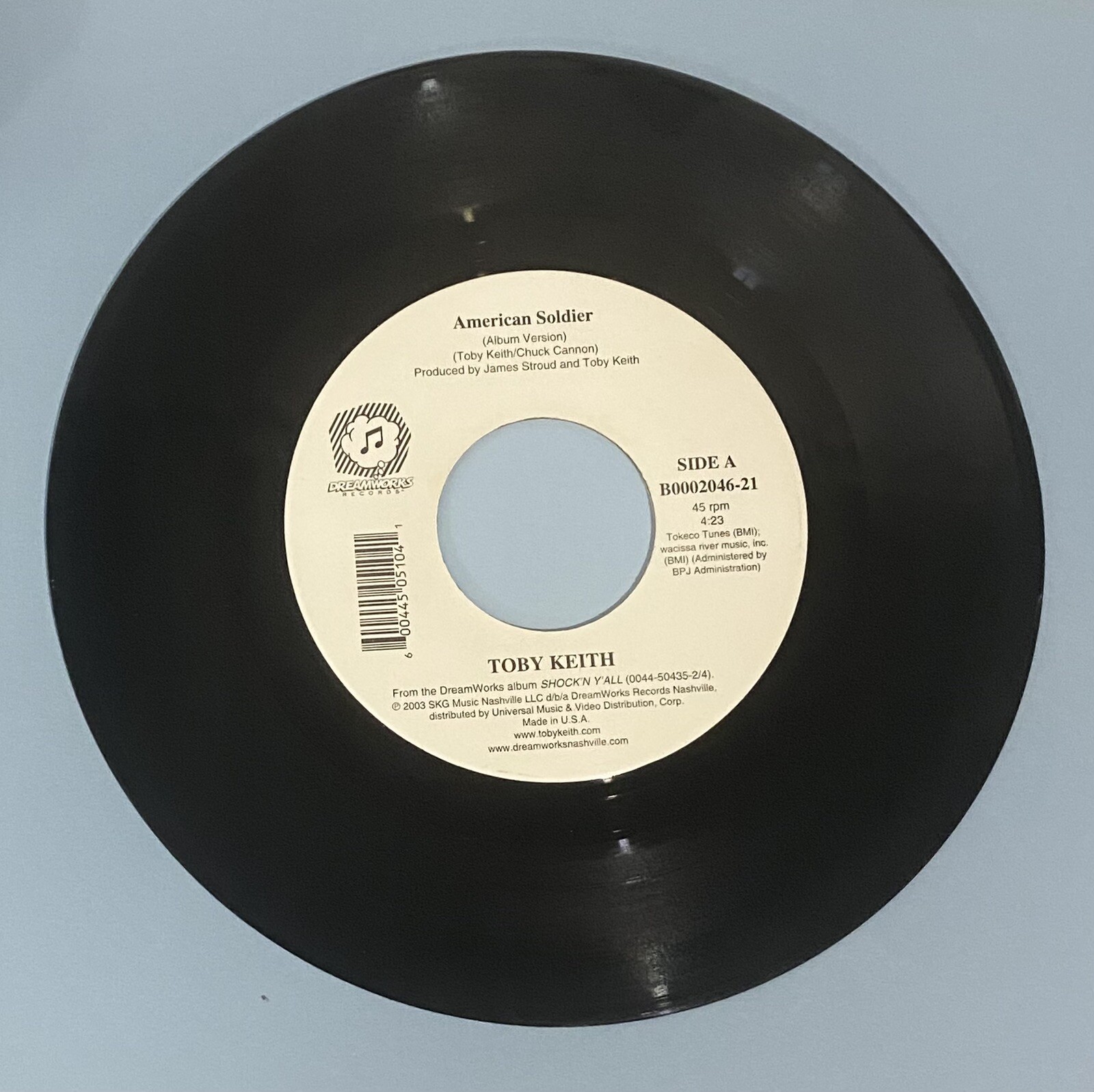 Toby Keith “American Soldier / American Soldier “ 45 vinyl record