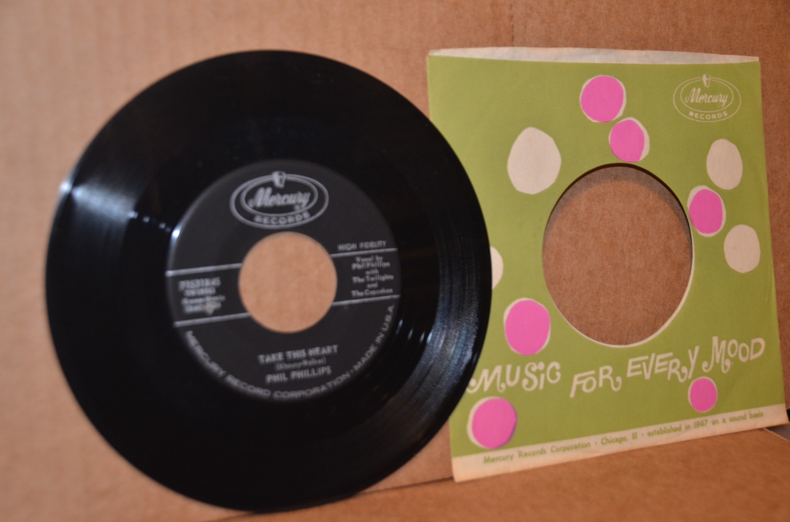 PHIL PHILLIPS: TAKE THIS HEART & VERDIE MAE; 1959 MINT- DOO WOP & TEEN 45 RPM