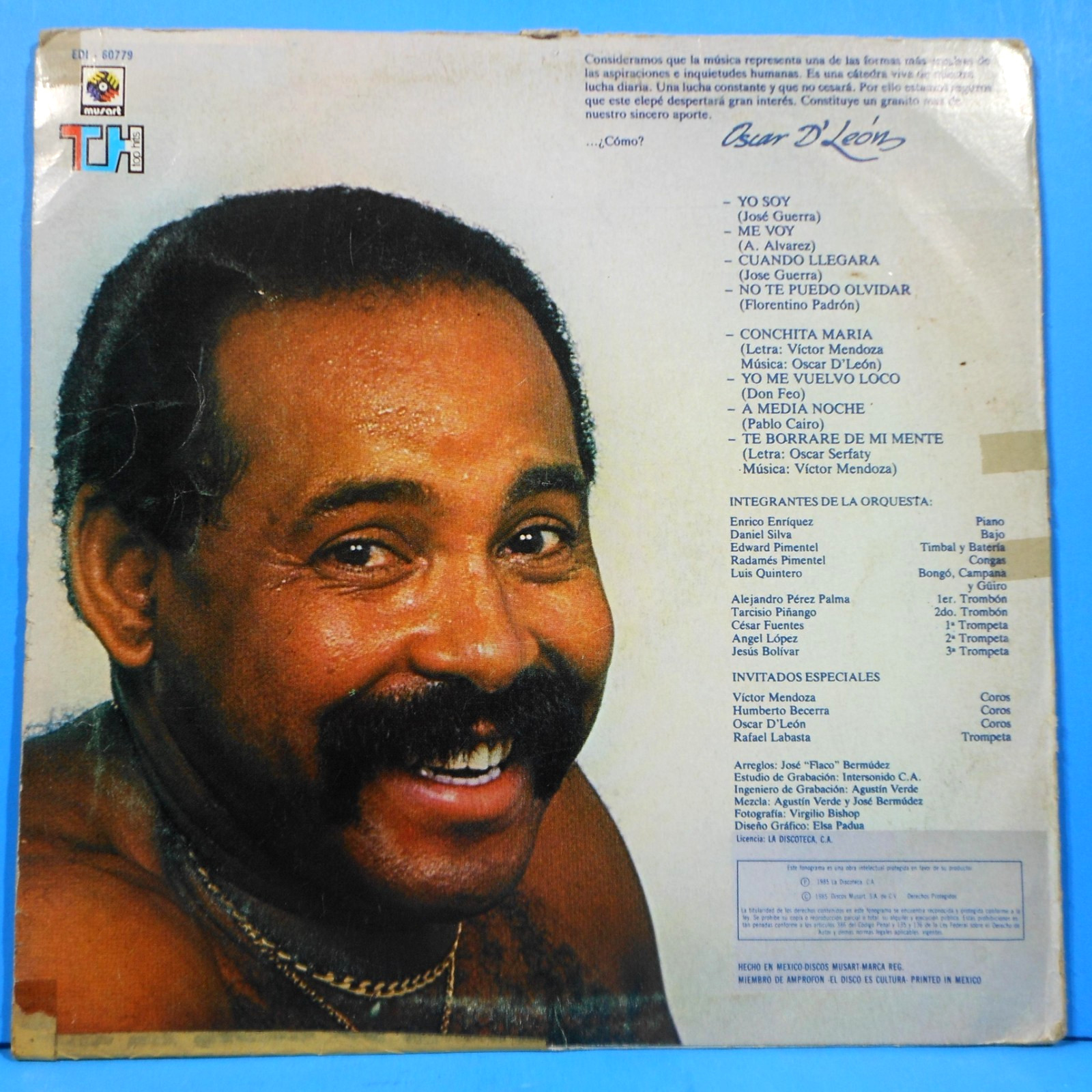 OSCAR D’LEON YO SOY LP 1985 MEXICO ORIGINAL PRESS NICE CONDITION VG/VG!!