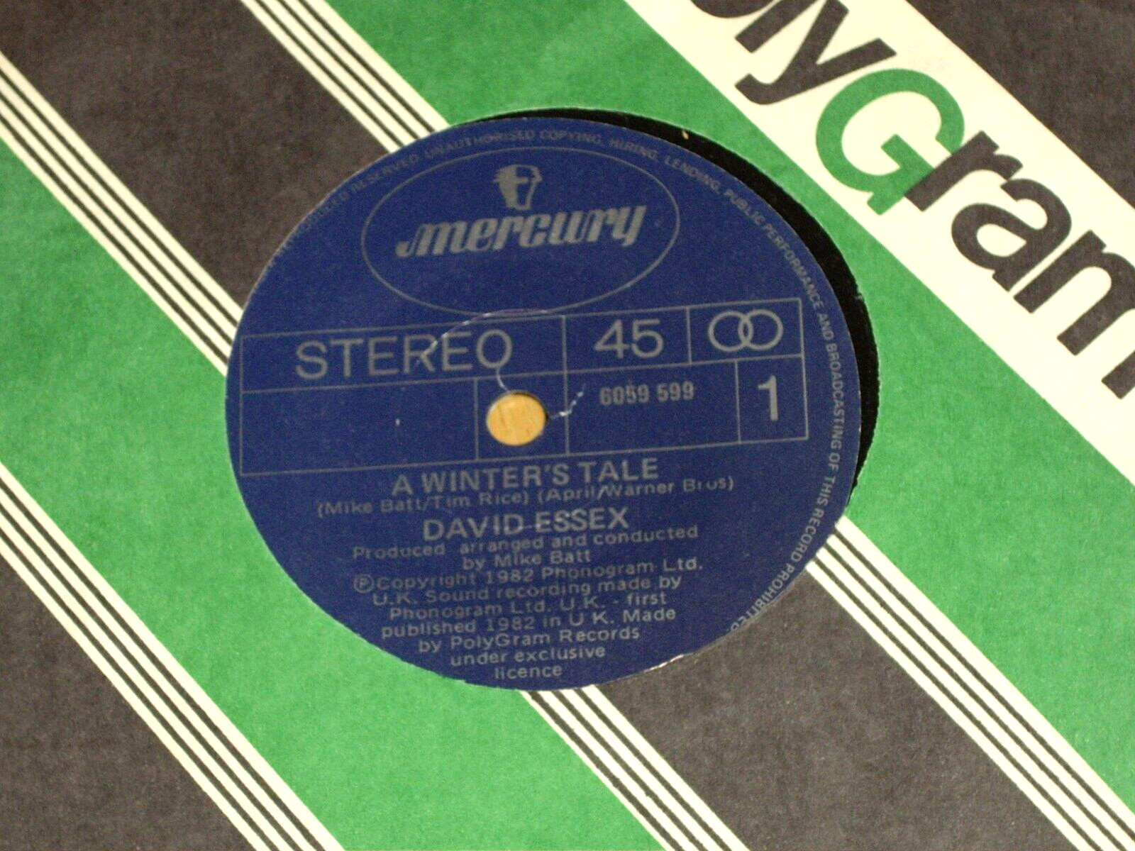 DAVID ESSEX *OZ 7″ 45 ‘ A WINTER’S TALE ‘ 1982 EXC
