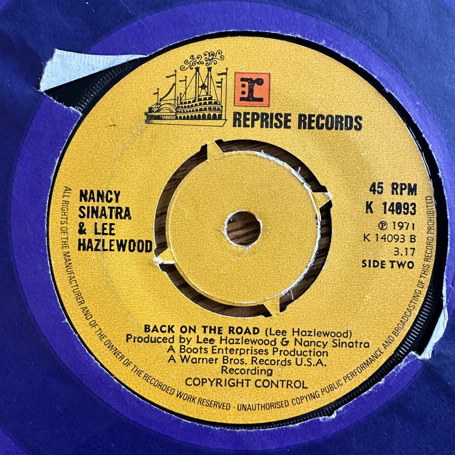 Nancy Sinatra & Lee Hazlewood – Did You Ever 7″ Purple Vinyl Reprise Pop 45 RPM