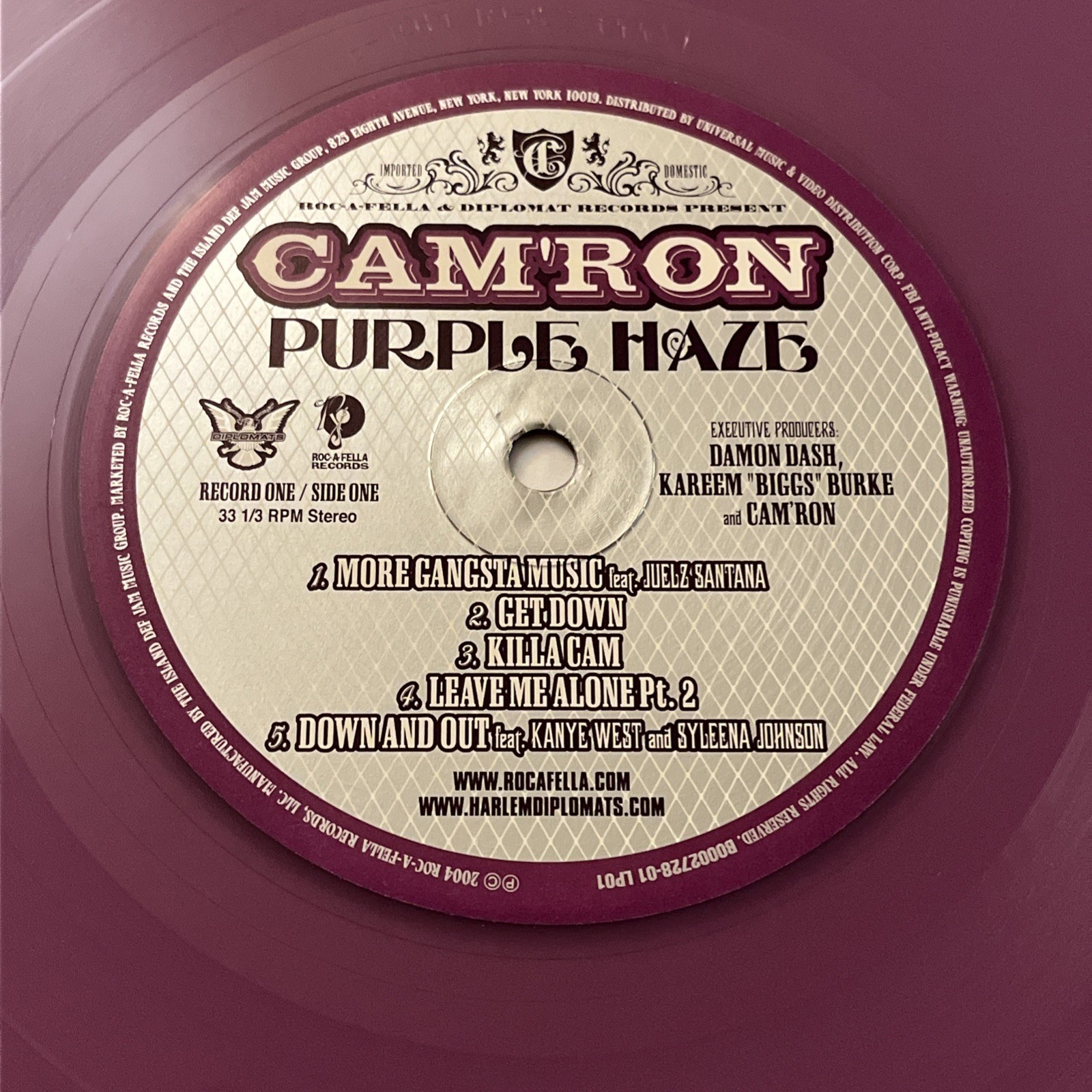 Cam’ron – Purple Haze – EX 2 x Vinyl LP – 2004 Purple First Press Promo