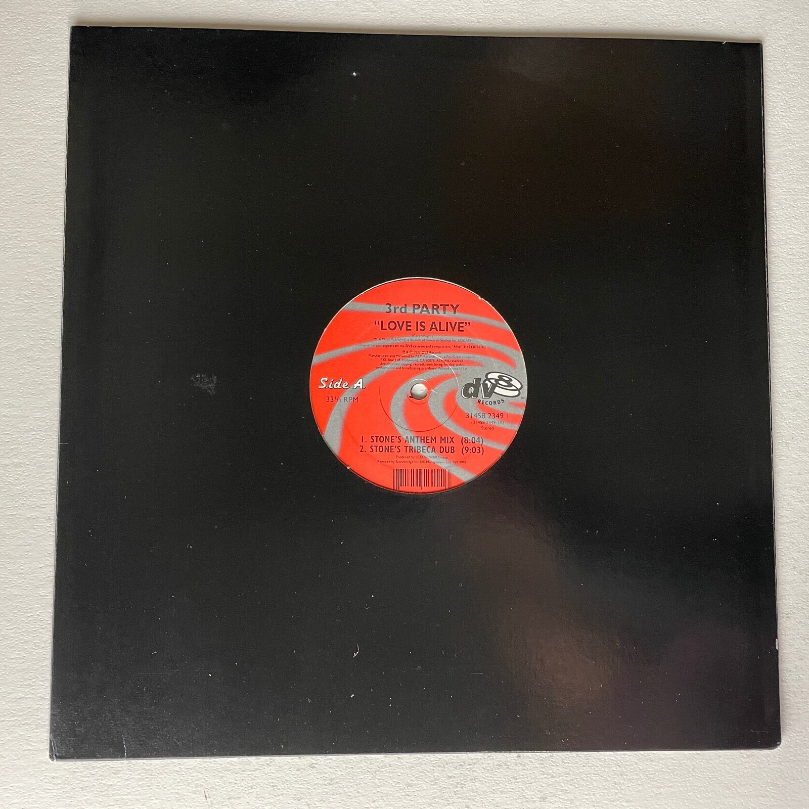 3rd Party – Love Is Alive – Promo 12″ Single – DV8 Records – 1997 – VGC+