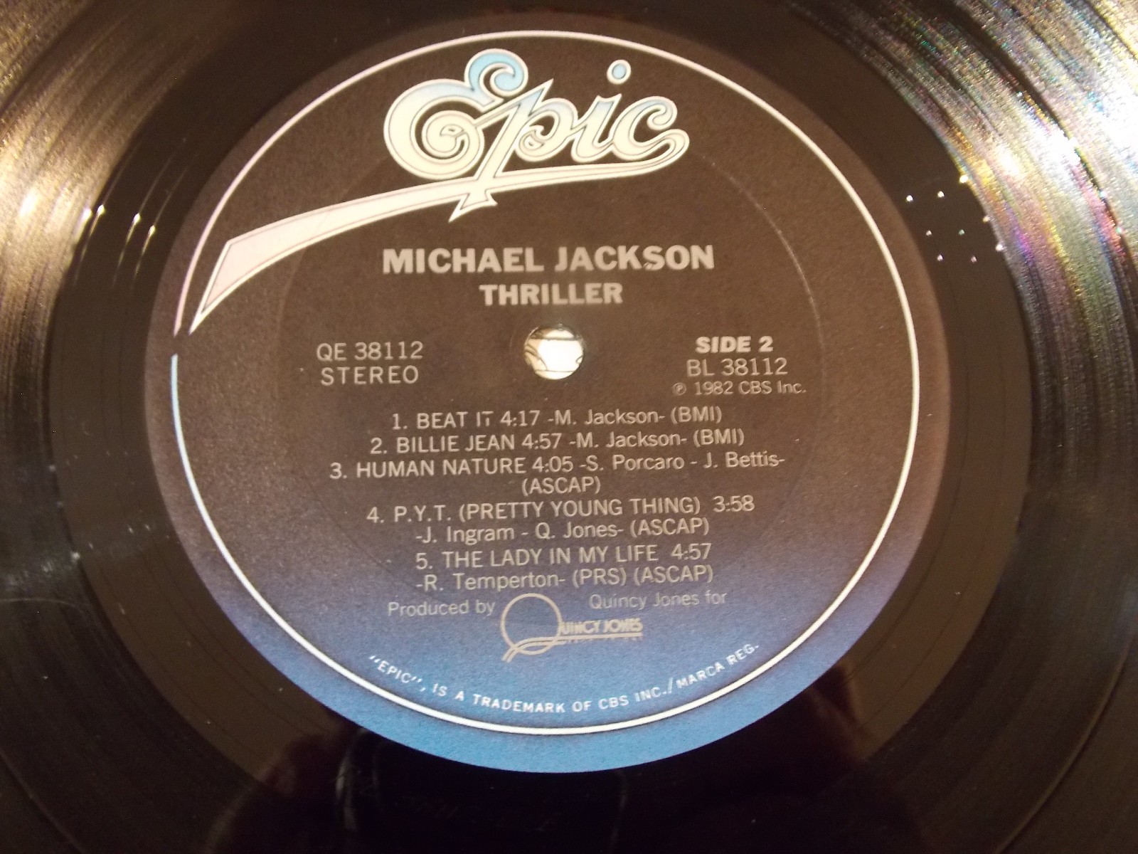 MICHAEL JACKSON-Thriller~ORIG. 1982 EPIC Vinyl Record LP~INSERT~EX~Beat It~38112