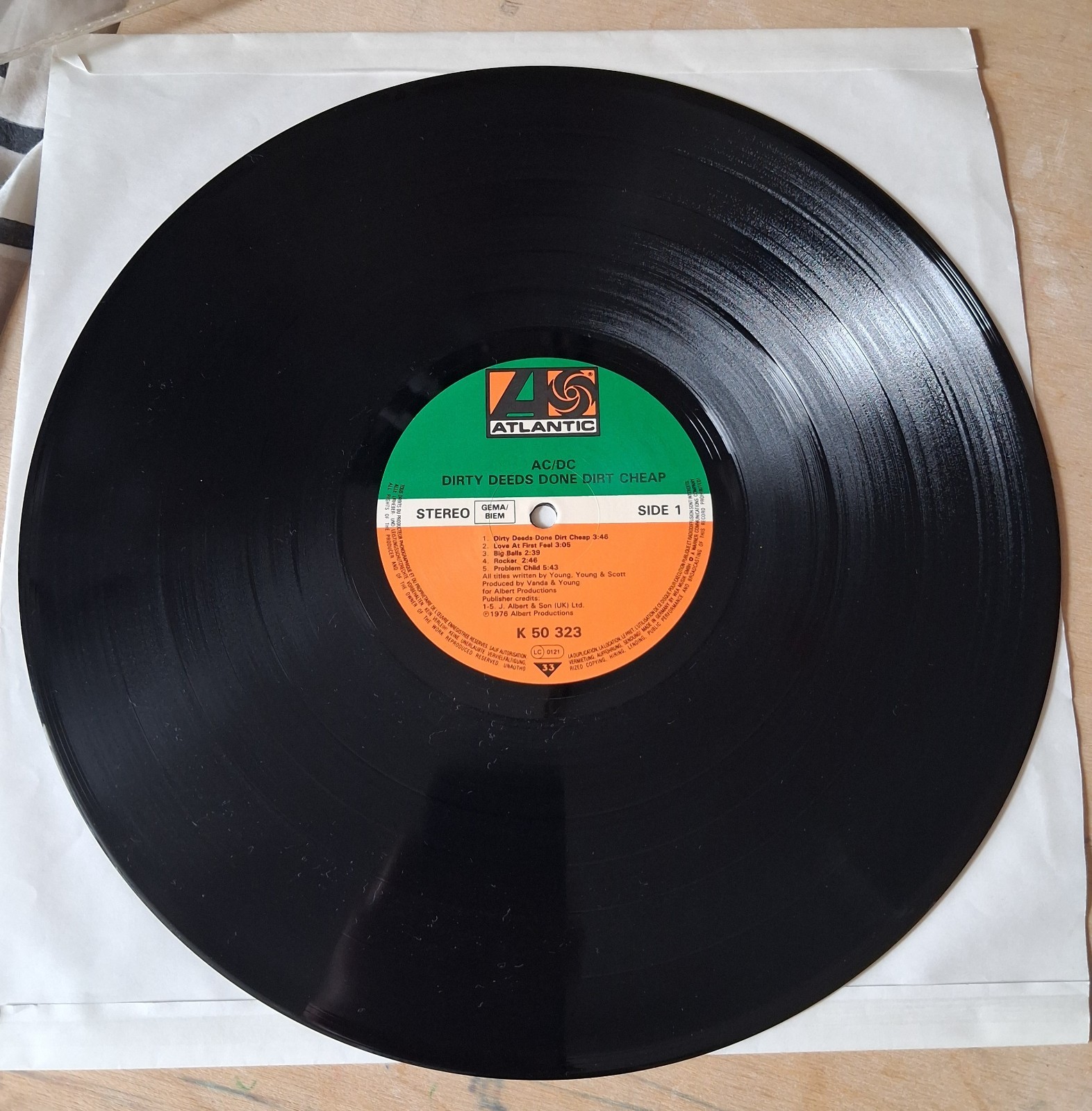 AC/DC Dirty Deeds Done Dirt Cheap Germany Atlantic ATL 50323 with Lyric Sht EX+