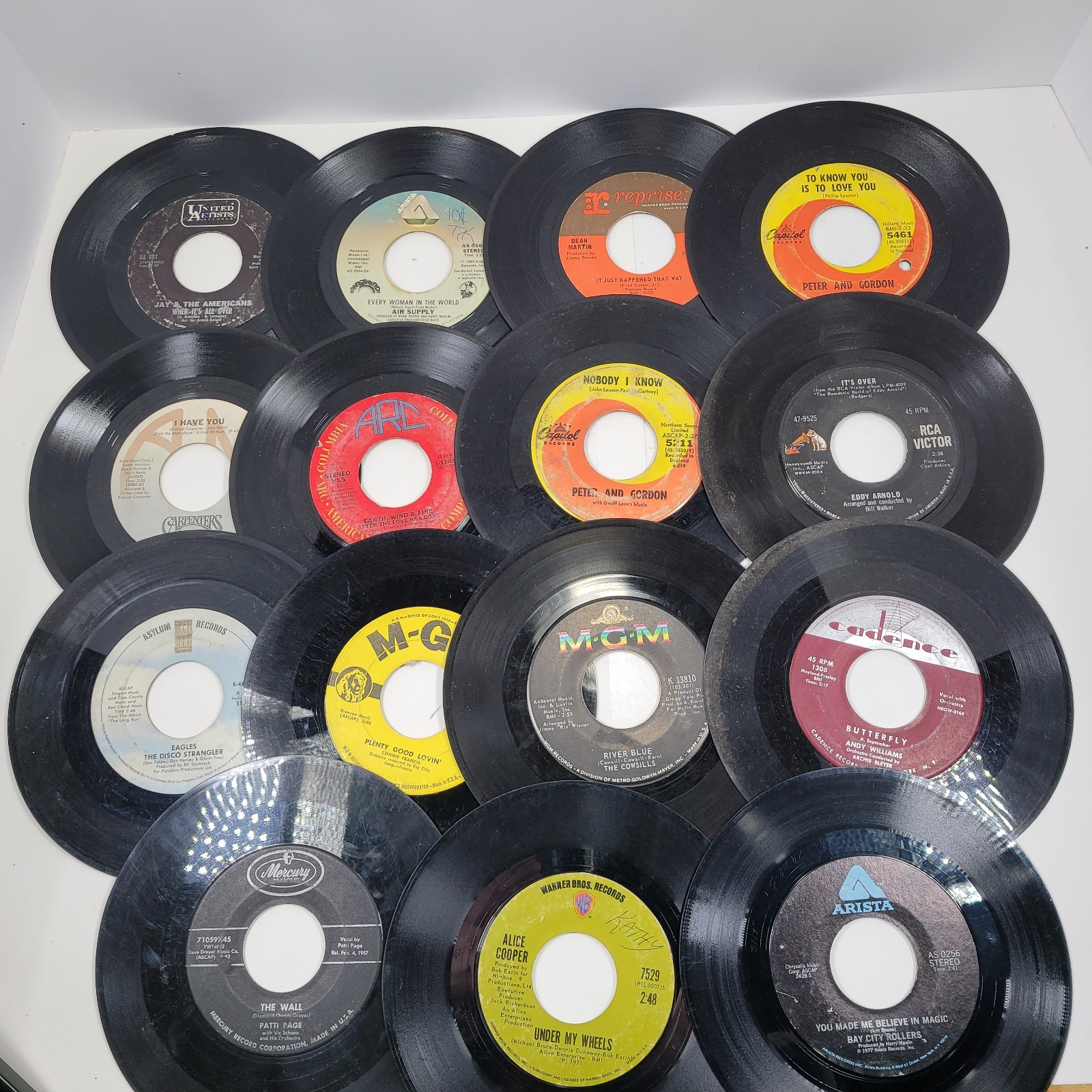 Lot of 15 VTG 45 RPM Records Various Artists Assorted Titles