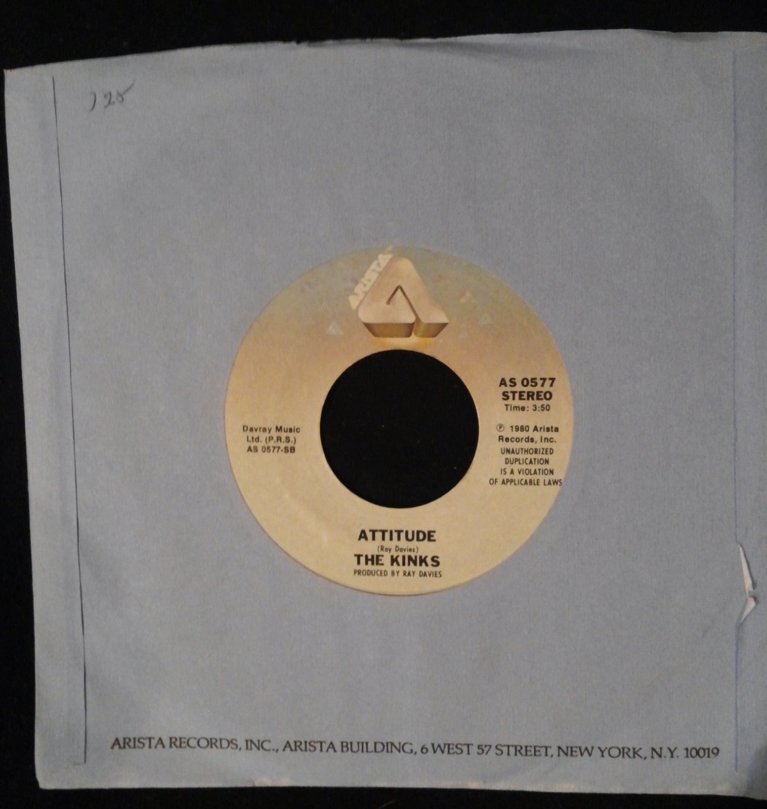 KINKS-ATTITUDE/YOU REALLY GOT ME-ARISTA 0577 NEVER PLAYED 1980